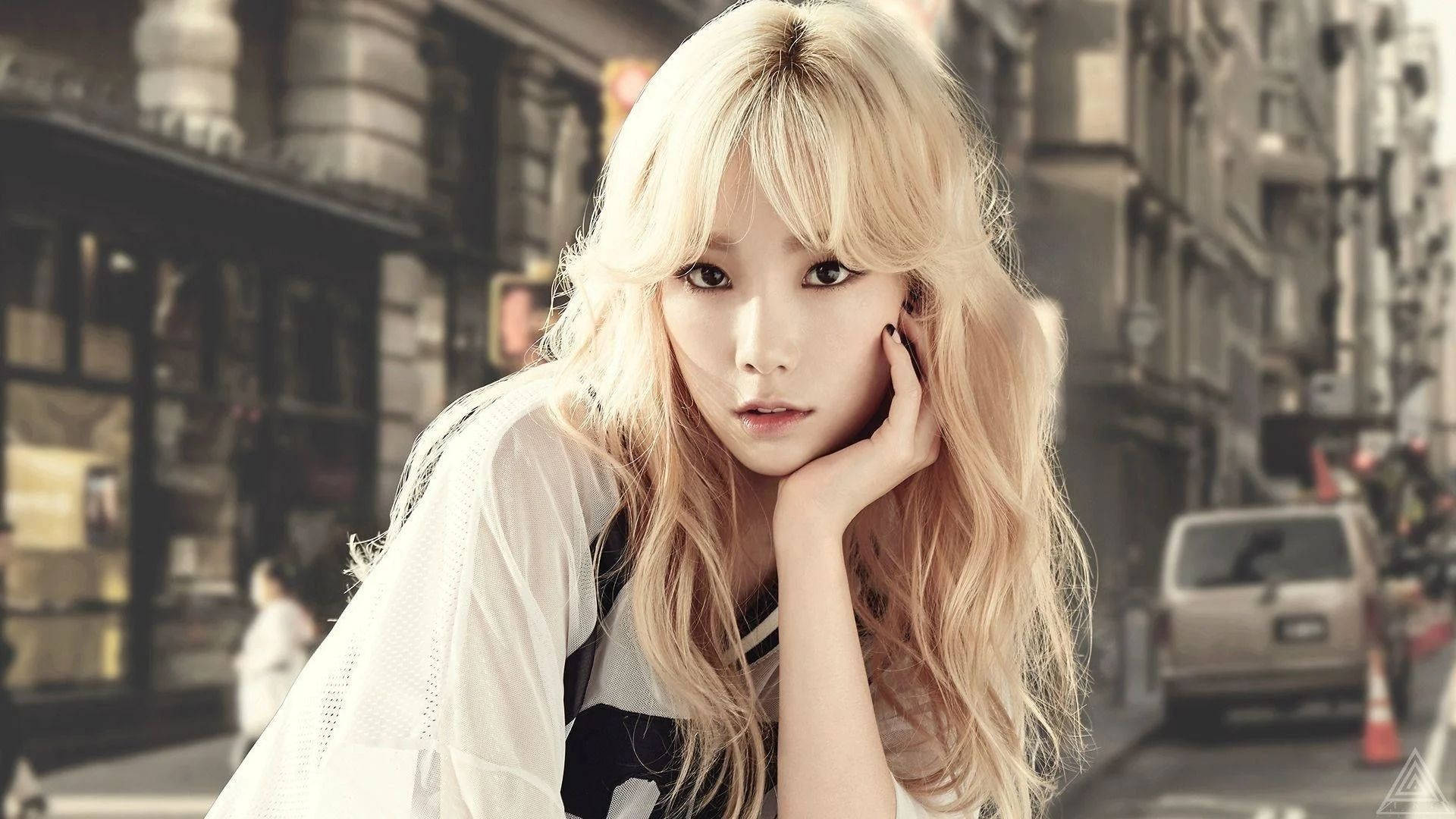 Taeyeon, blonde woman, bangs, Full HD Desktop Wallpaper