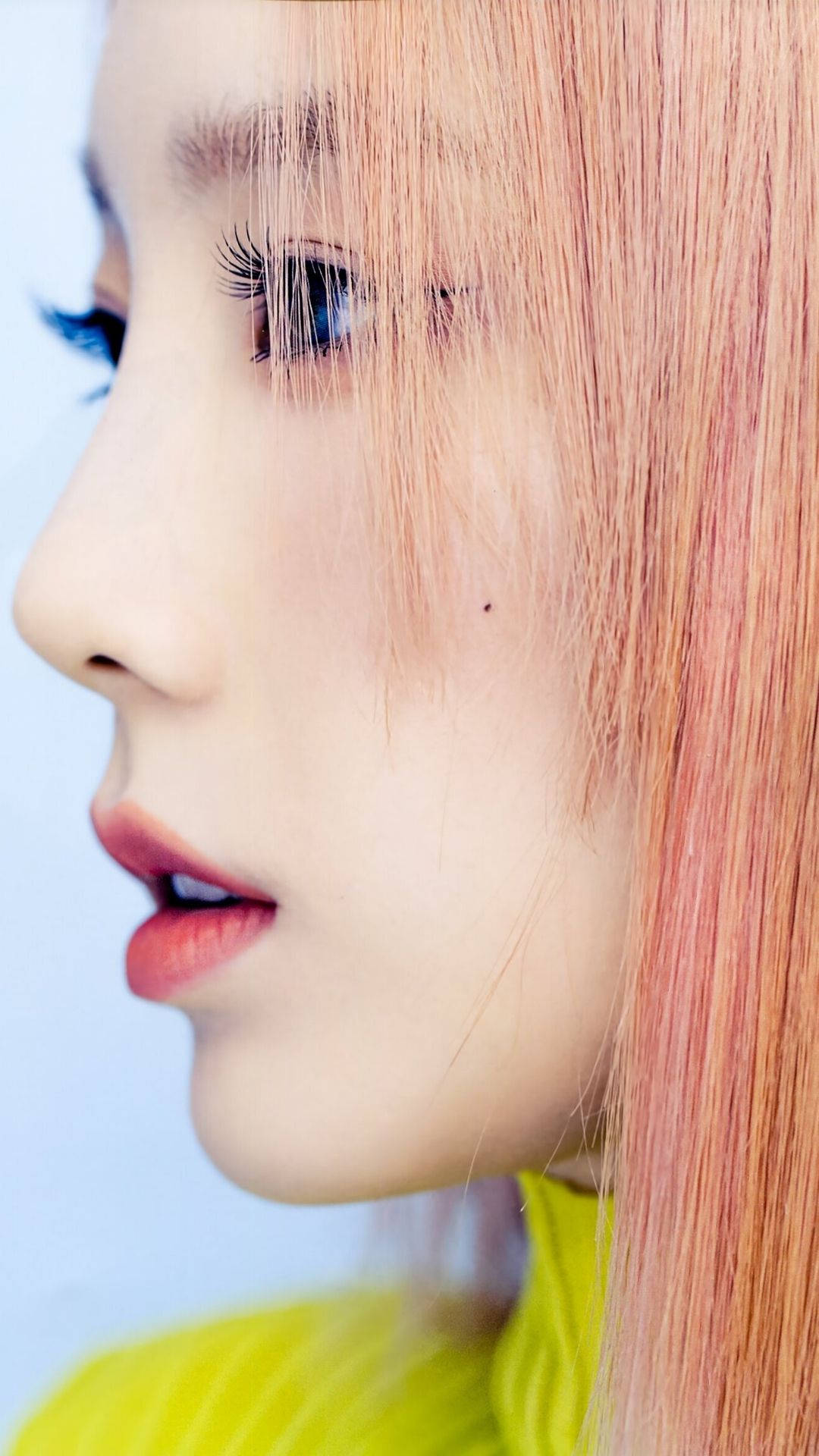 Taeyeon, peach hair, bright yellow top, Full HD Phone Wallpaper