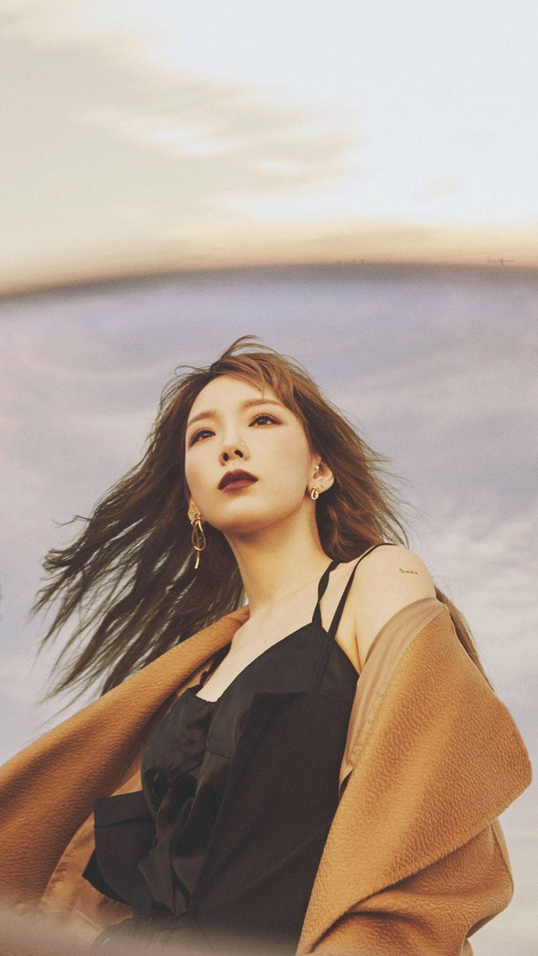 Taeyeon, golden hour, soft pastel sky, Full HD Phone Wallpaper