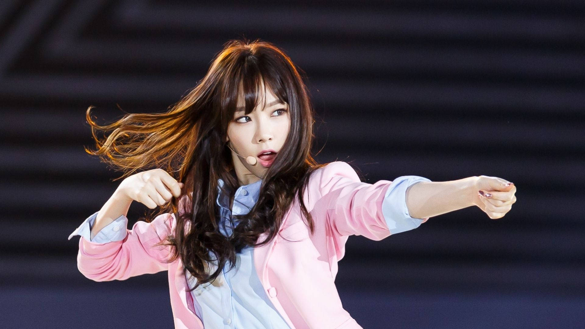 Taeyeon, pink blazer, light blue shirt, Full HD Desktop Wallpaper