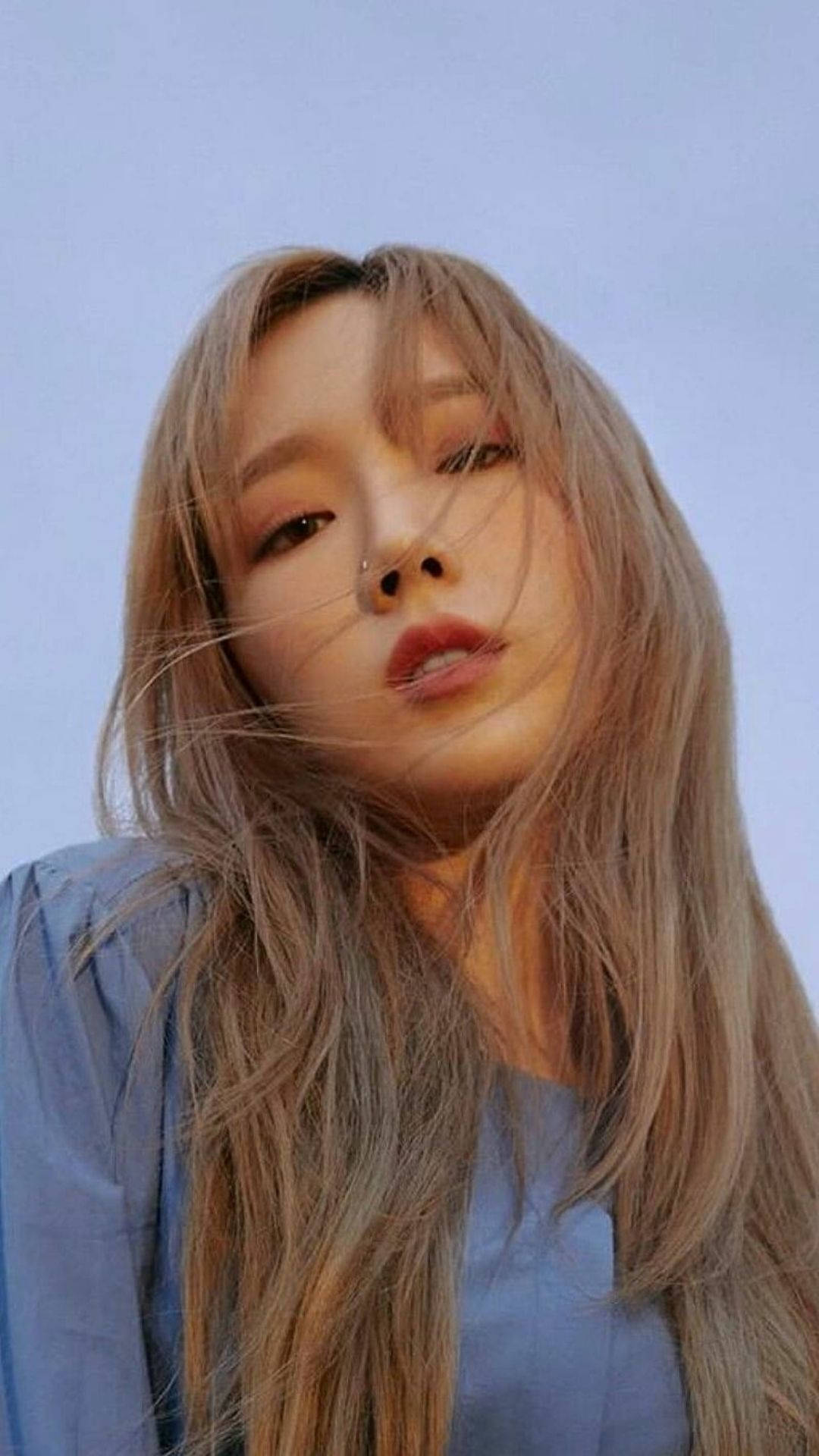 Taeyeon, long blonde hair, nose ring, Full HD Phone Wallpaper