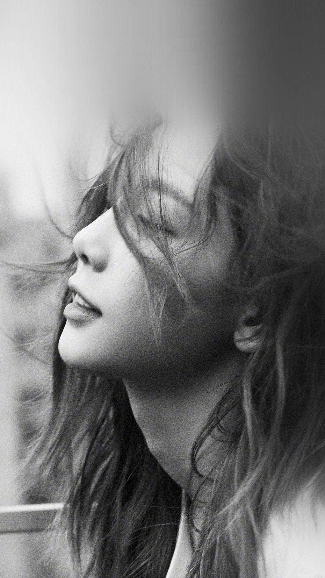Aesthetic Taeyeon, black and white portrait, woman, Full HD Phone Wallpaper