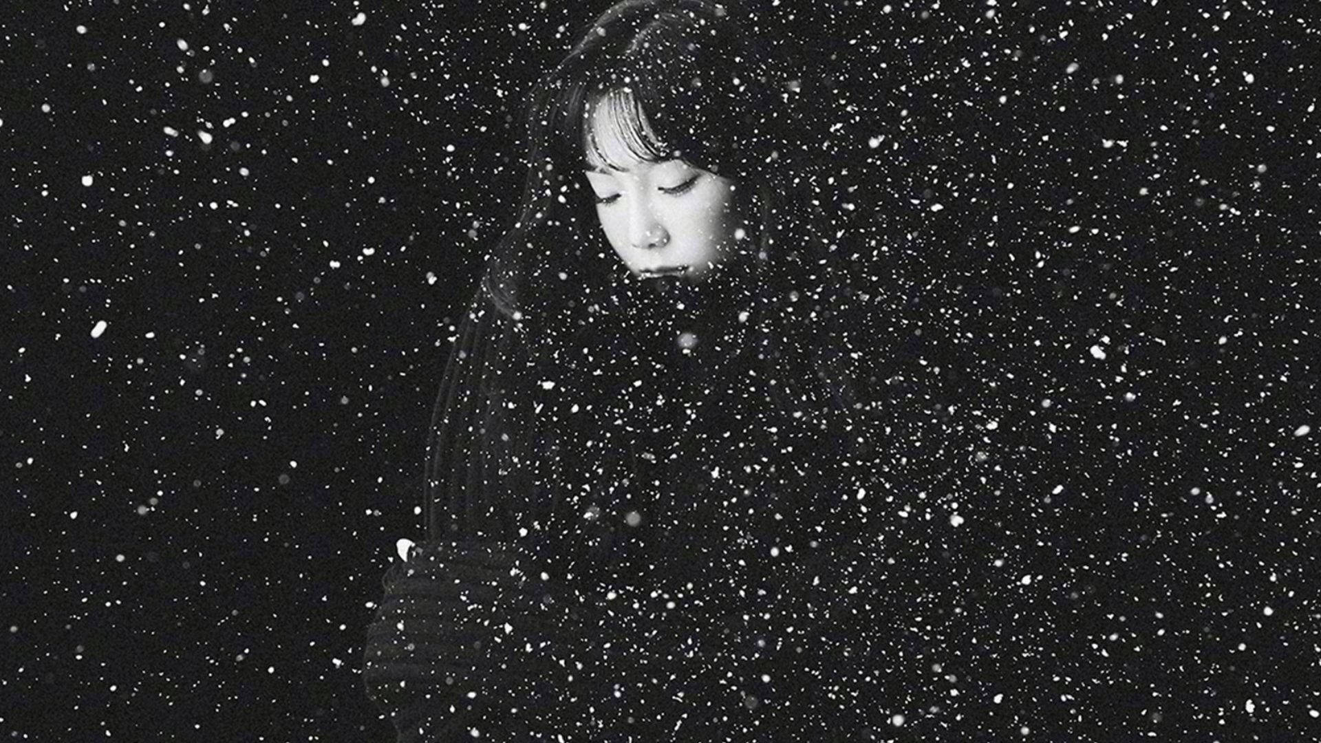 Taeyeon, snowfall, eyes closed, Full HD Desktop Wallpaper