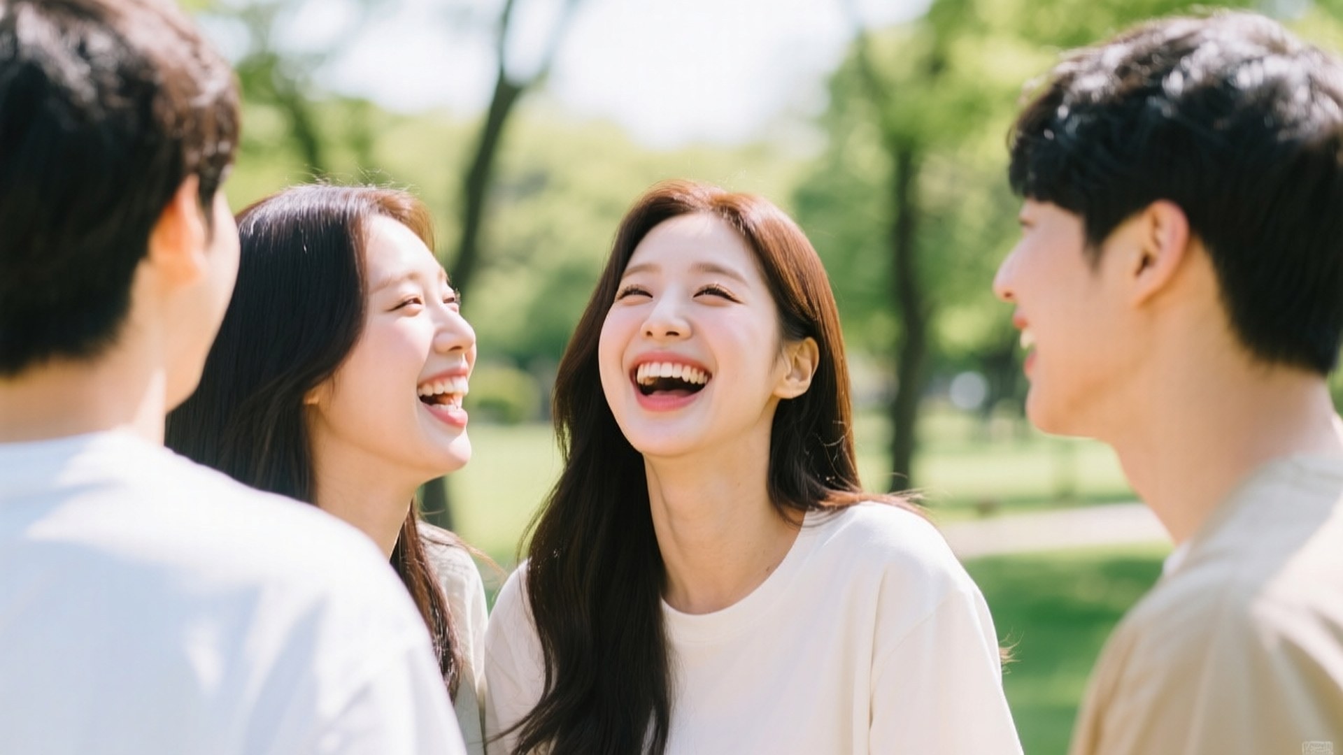 Taeyeon, candid joy, sunlit park, Full HD Desktop Wallpaper