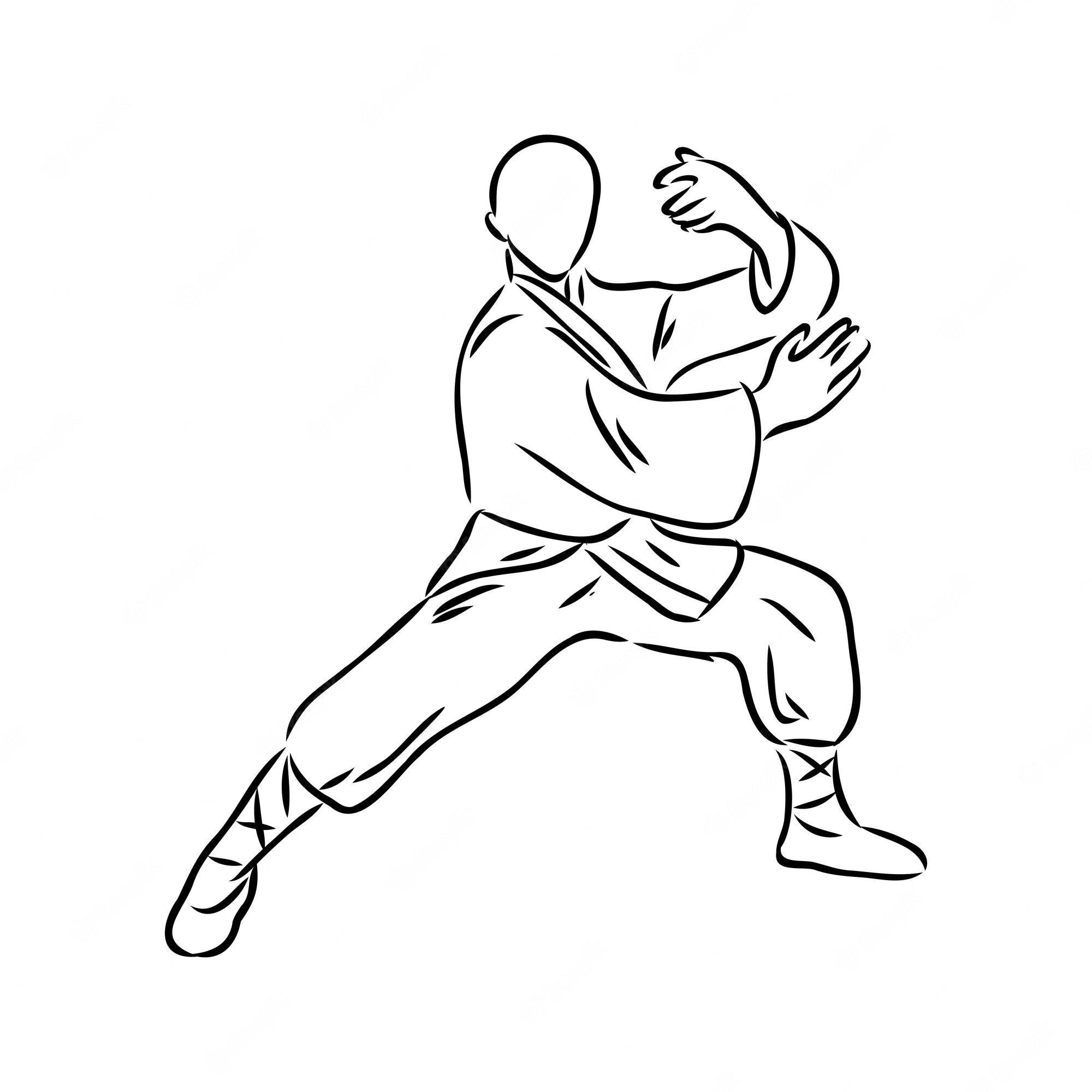 Tai Chi, minimalist black line drawing, martial artist, Full HD Desktop Wallpaper
