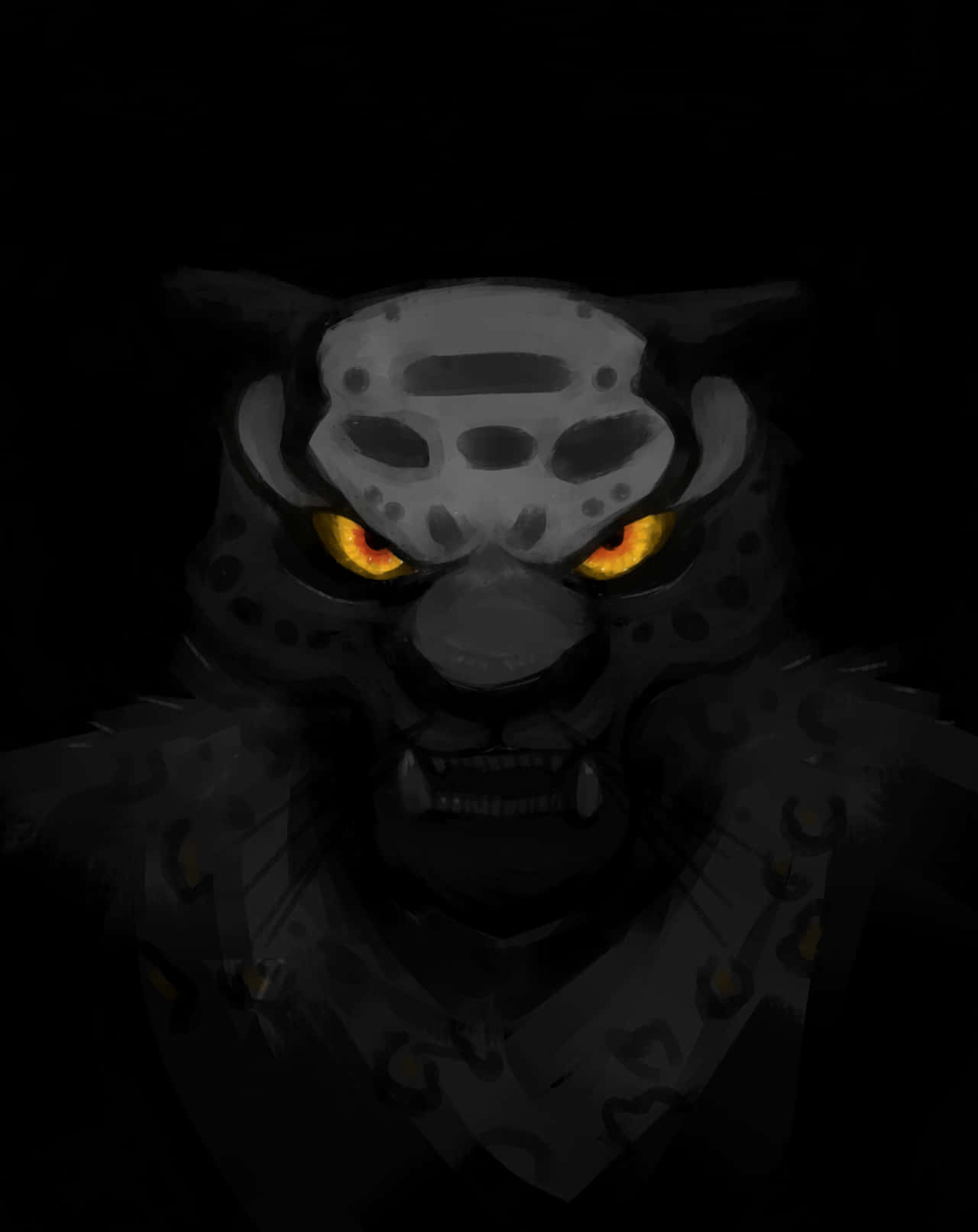 Tai Lung, black leopard, glowing orange eyes, HD Phone Wallpaper