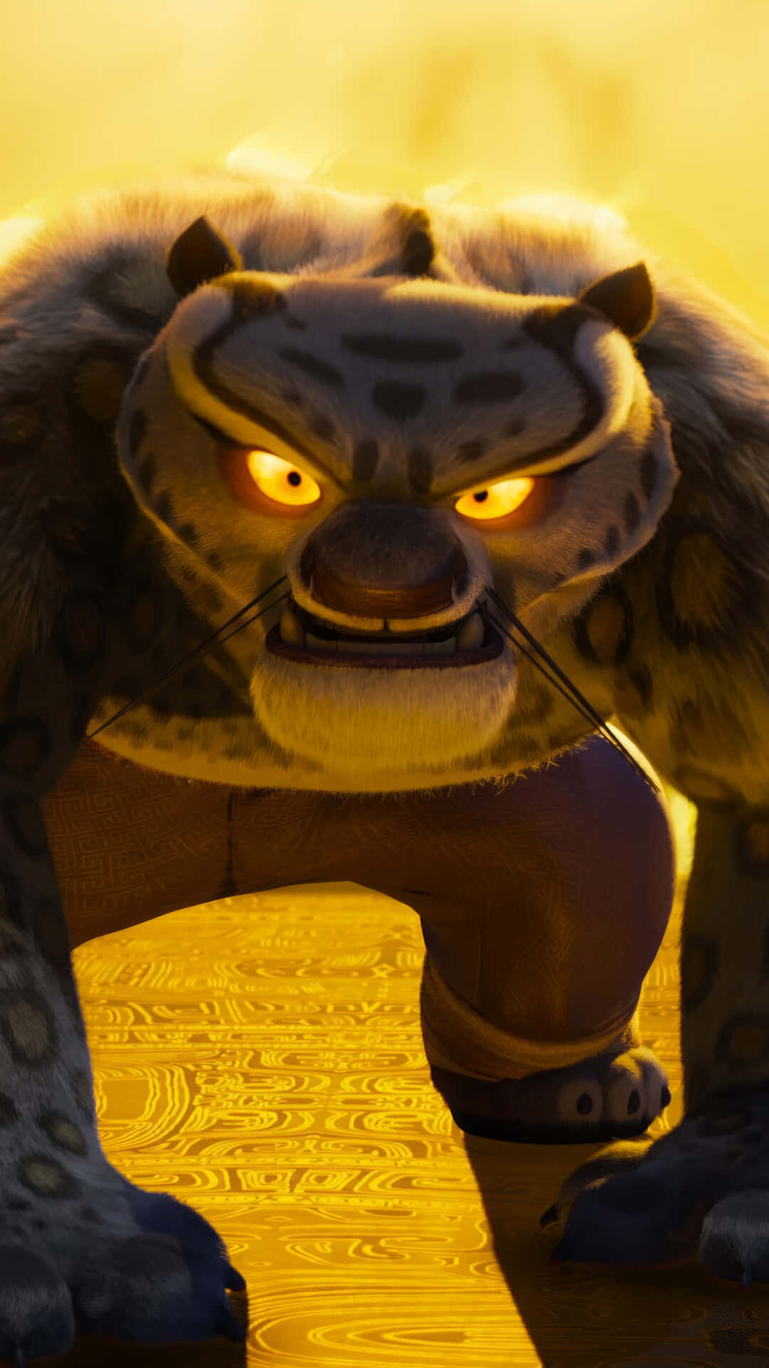 Tai Lung, snow leopard, glowing yellow eyes, Full HD Phone Wallpaper