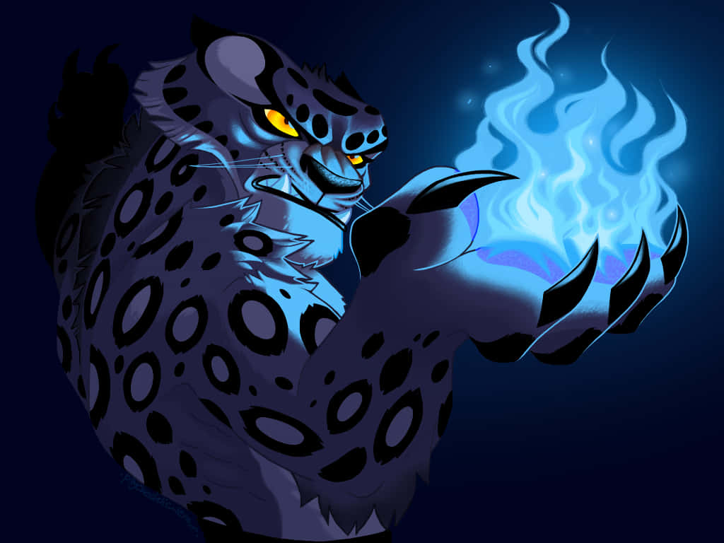 Tai Lung, glowing yellow eyes, icy blue flames, SD Desktop Wallpaper