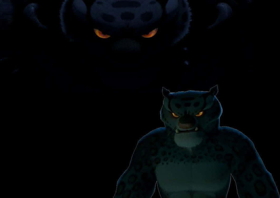 Tai Lung, blue snow leopard, glowing orange eyes, SD Desktop Wallpaper