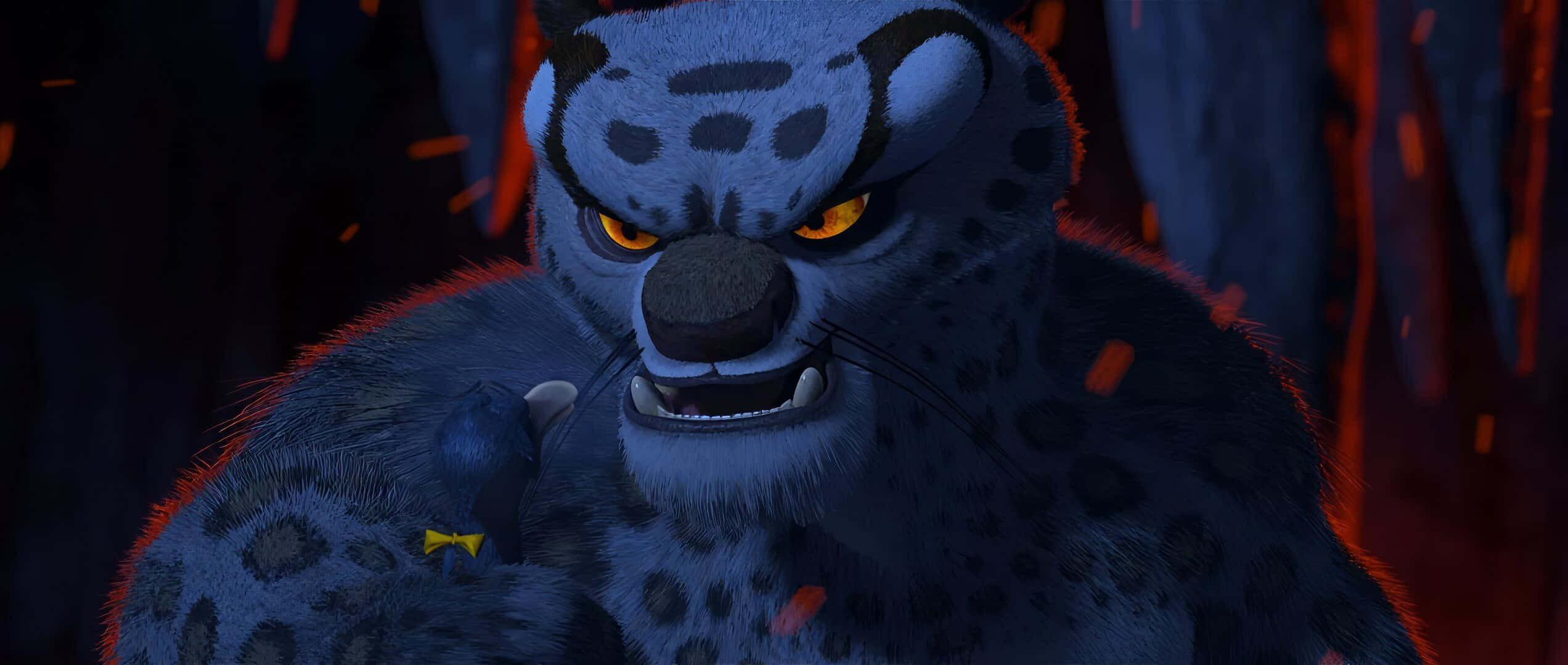 Tai Lung, blue snow leopard, glowing orange eyes, Full HD Desktop Wallpaper