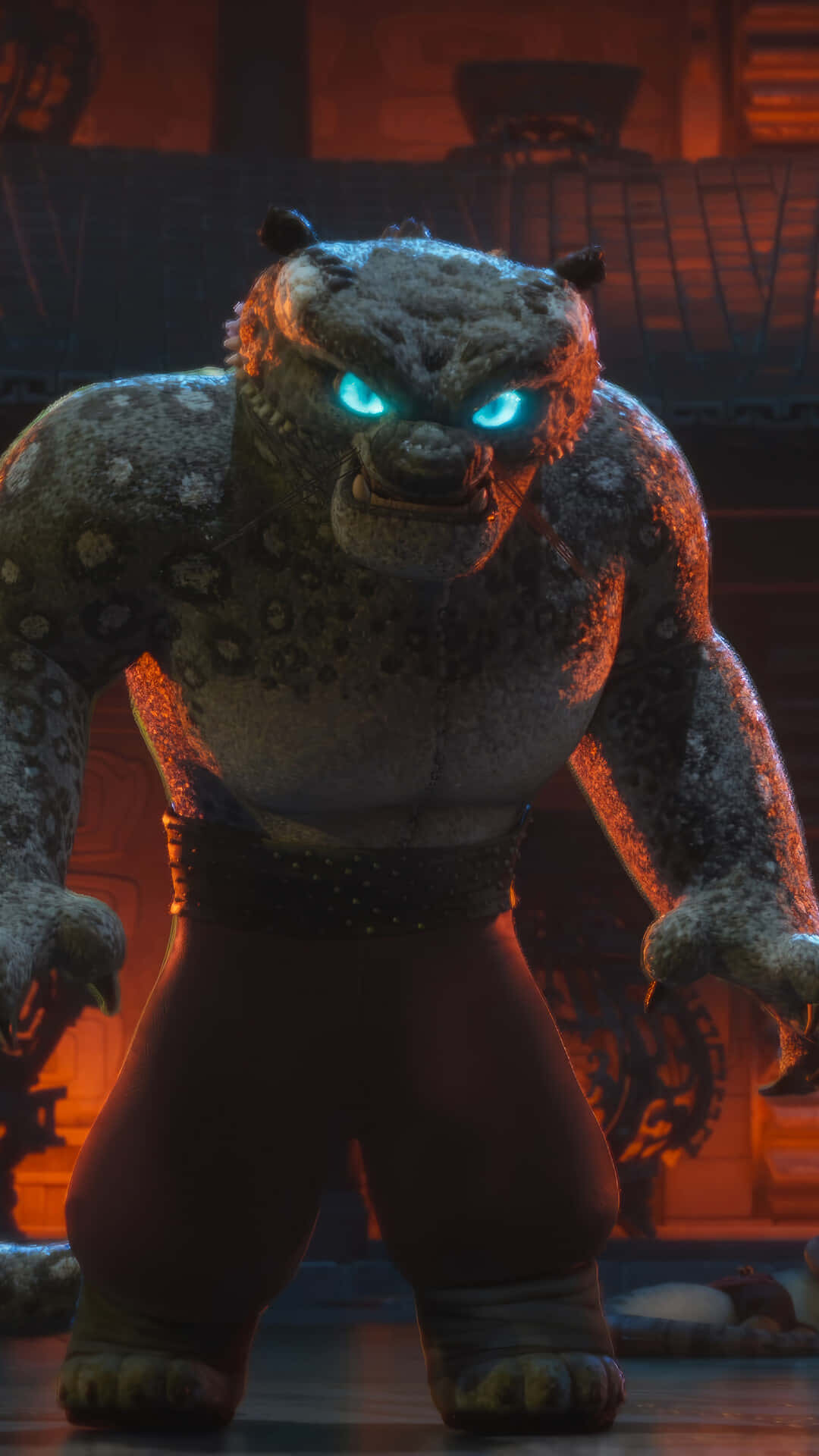 Tai Lung, snow leopard warrior, glowing blue eyes, Full HD Phone Wallpaper