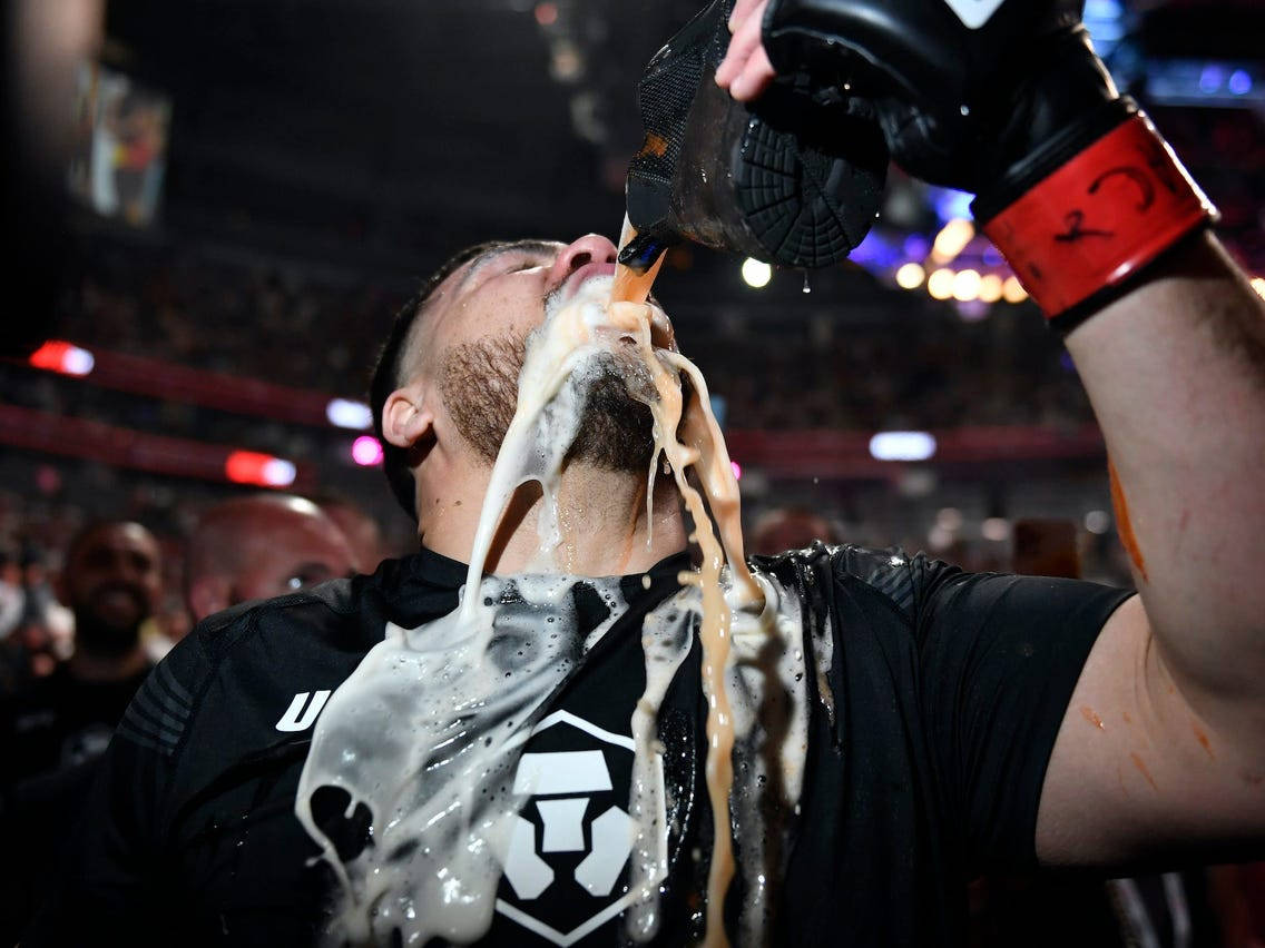 Tai Tuivasa, black UFC shirt, boot filled with beer, SD Desktop Wallpaper