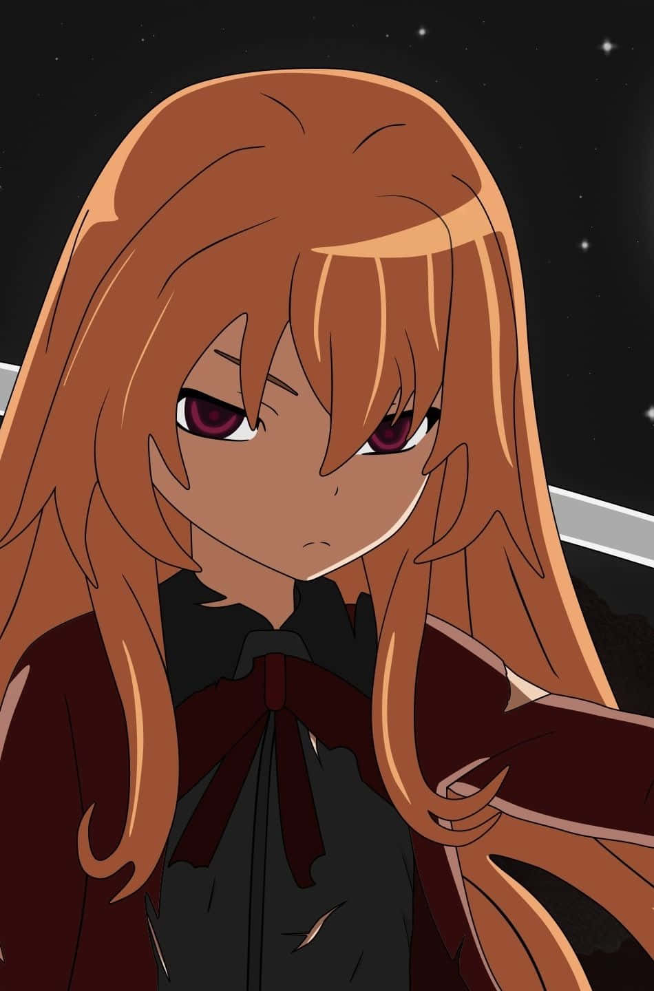 Taiga Aisaka, long orange hair, red eyes, HD Phone Wallpaper