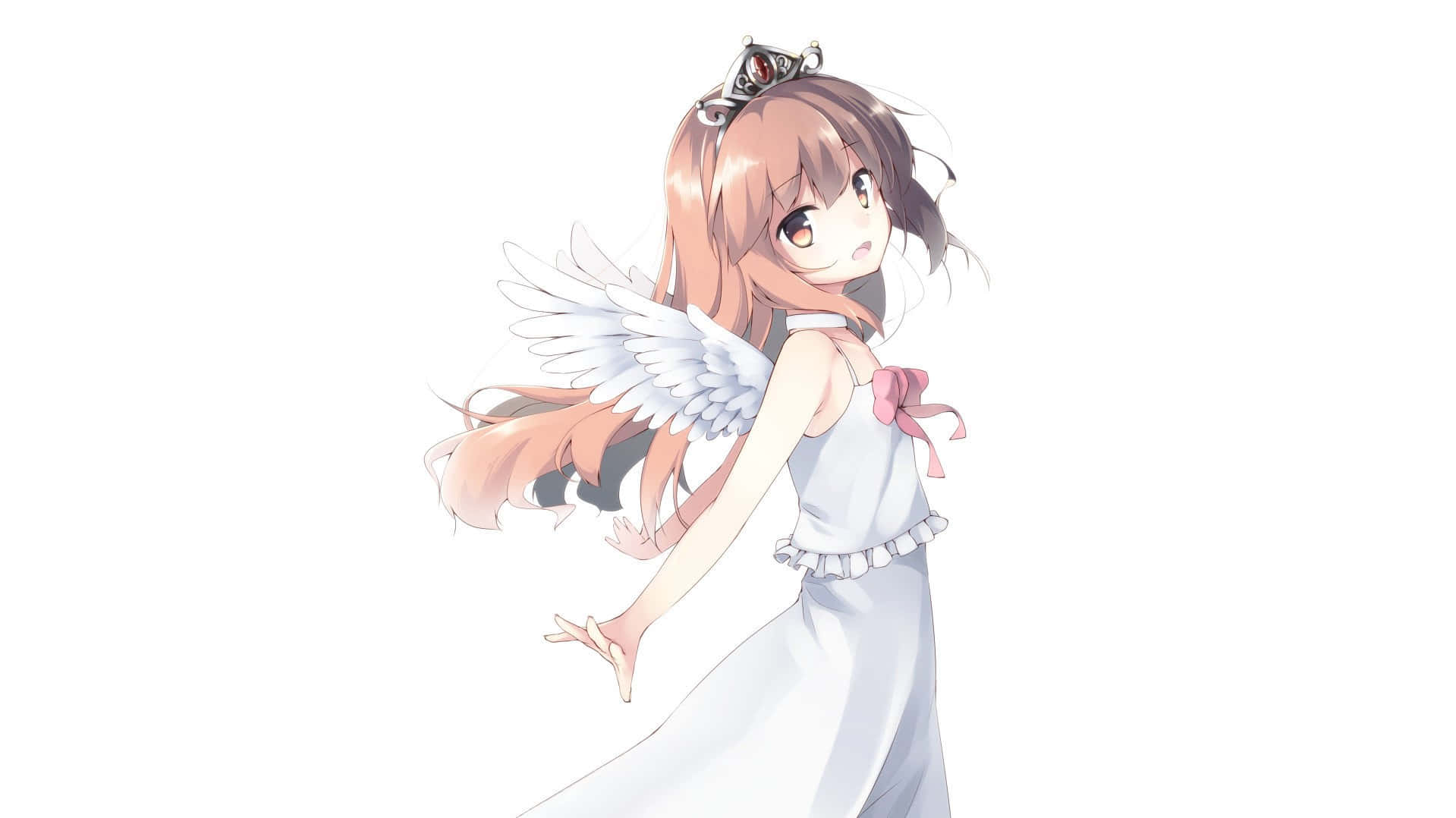 Taiga Aisaka, brown hair, white wings, HD Desktop Wallpaper