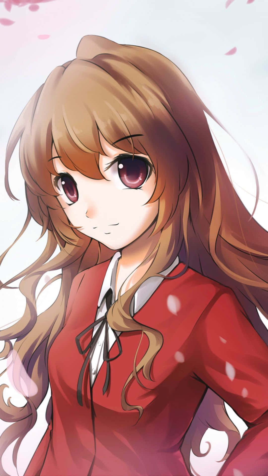 Taiga Aisaka, long brown hair, purple eyes, Full HD Phone Wallpaper
