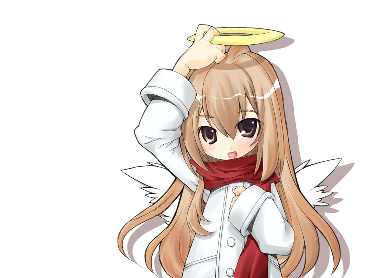 Taiga Aisaka, brown hair, white wings, HD Desktop Wallpaper