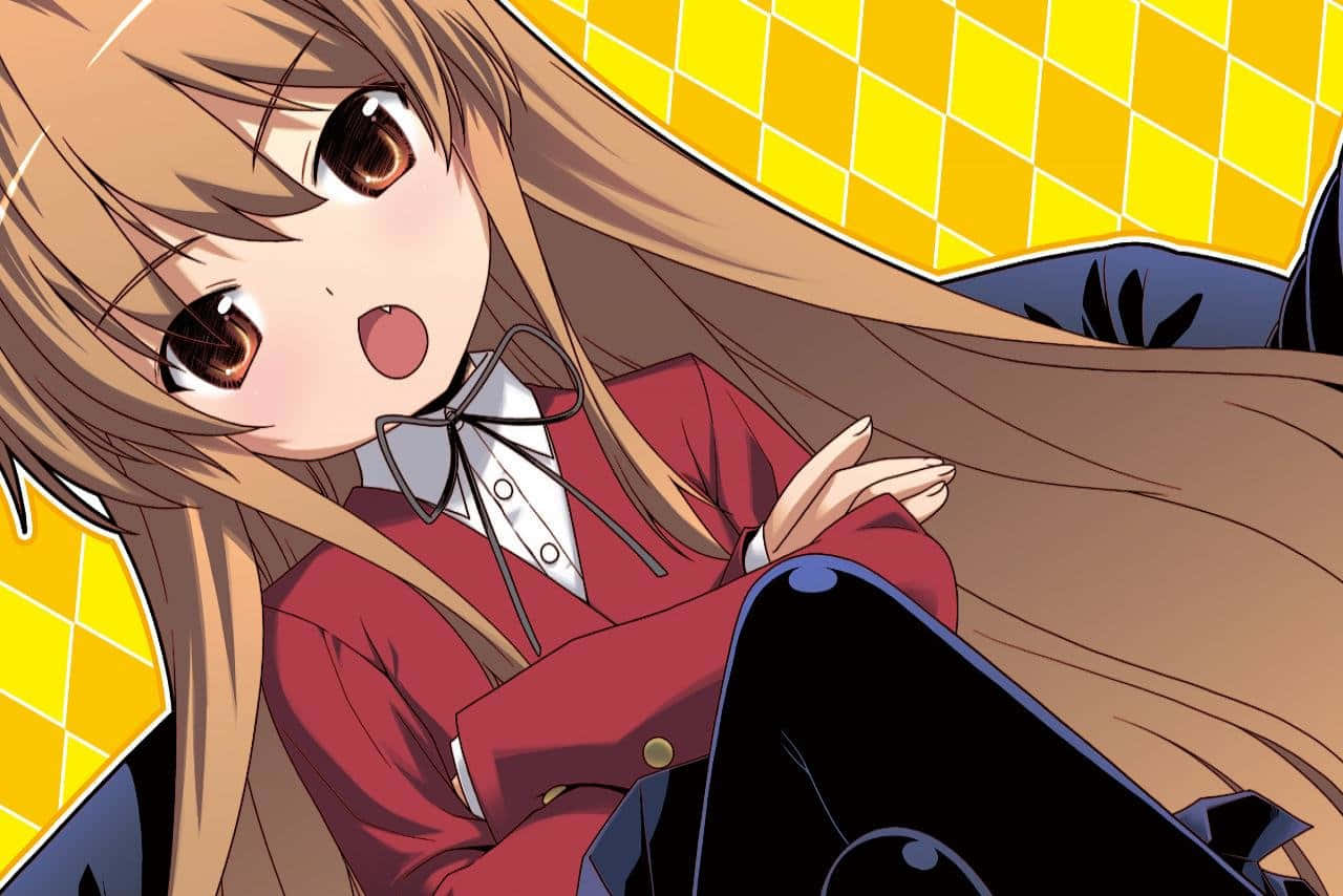 Taiga Aisaka, long brown hair, red eyes, HD Desktop Wallpaper