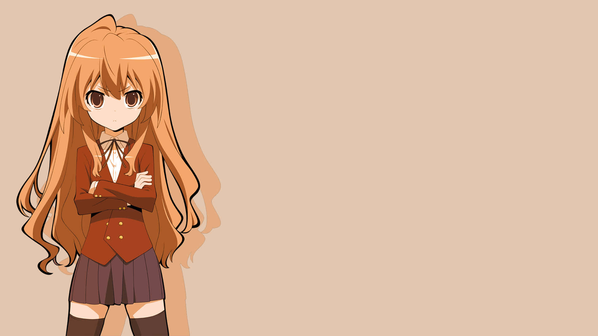 Taiga Aisaka, long orange hair, school uniform, Full HD Desktop Wallpaper