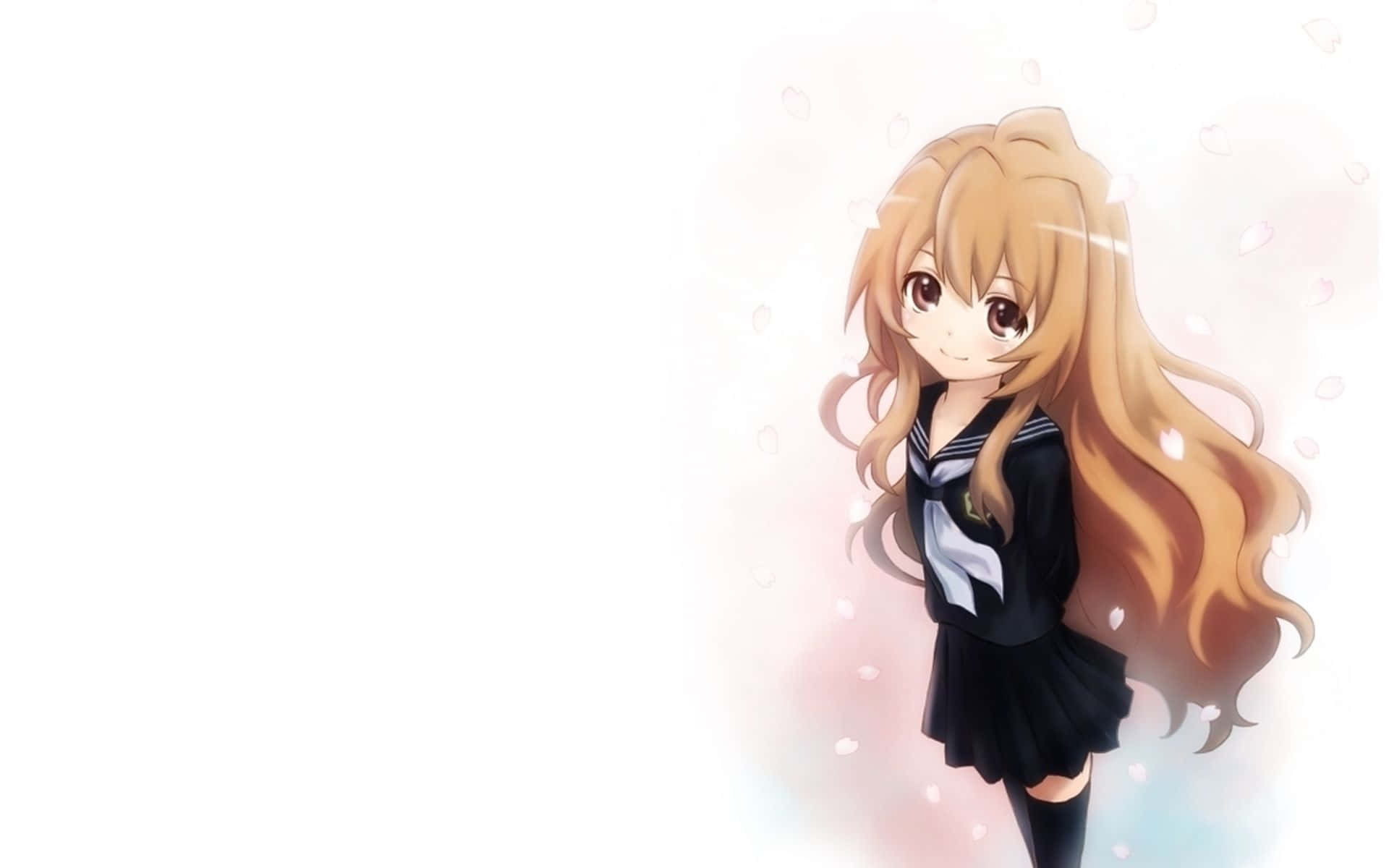 Taiga Aisaka, sailor uniform, long blonde hair, Full HD Desktop Wallpaper