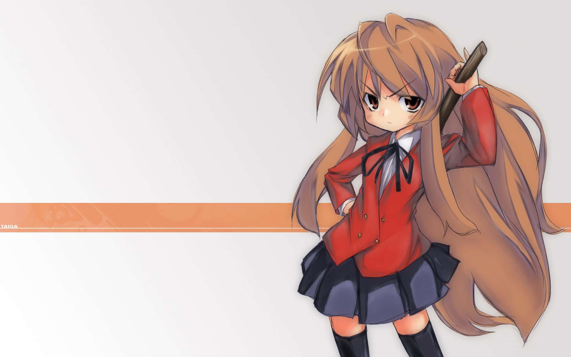 Taiga Aisaka, chibi anime girl, long brown hair, Full HD Desktop Wallpaper