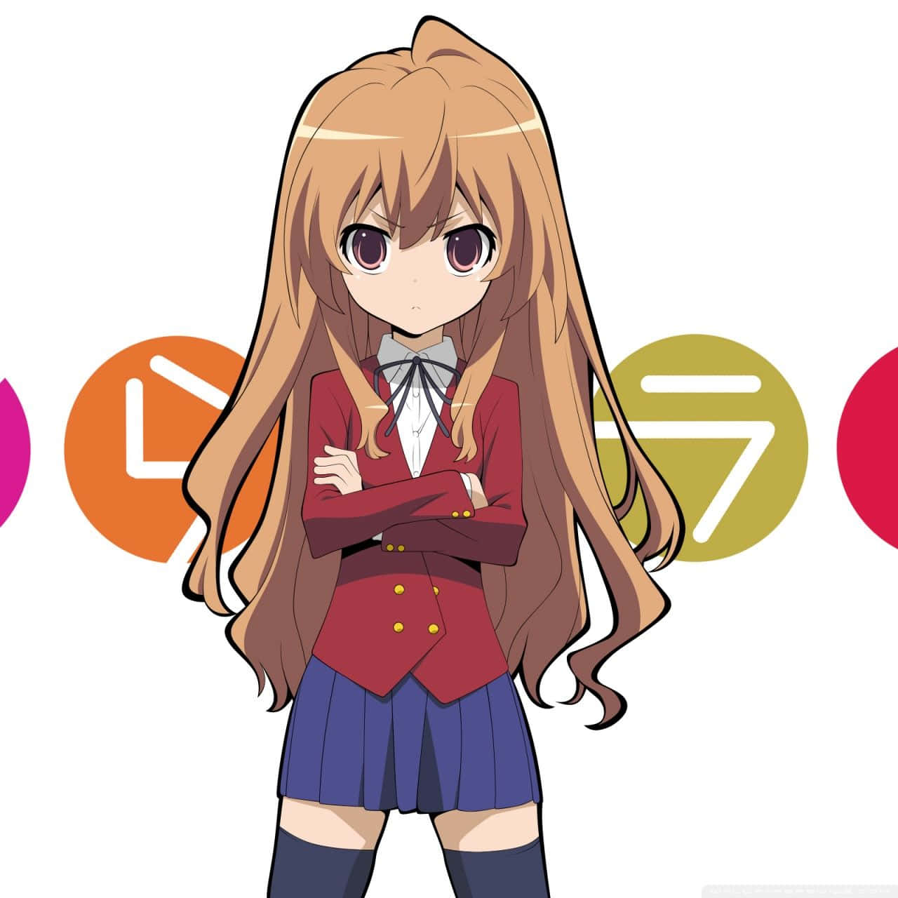 Taiga Aisaka, long brown hair, purple eyes, HD Desktop Wallpaper