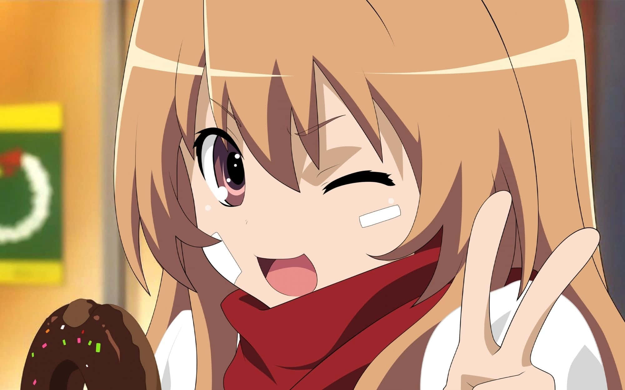Taiga Aisaka, school uniform, brown hair, Full HD Desktop Wallpaper