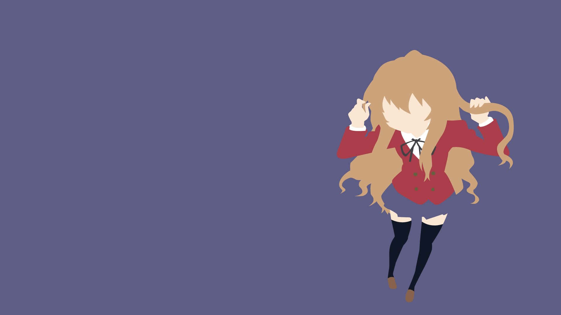 Taiga Aisaka, long blonde hair, red school uniform, Full HD Desktop Wallpaper