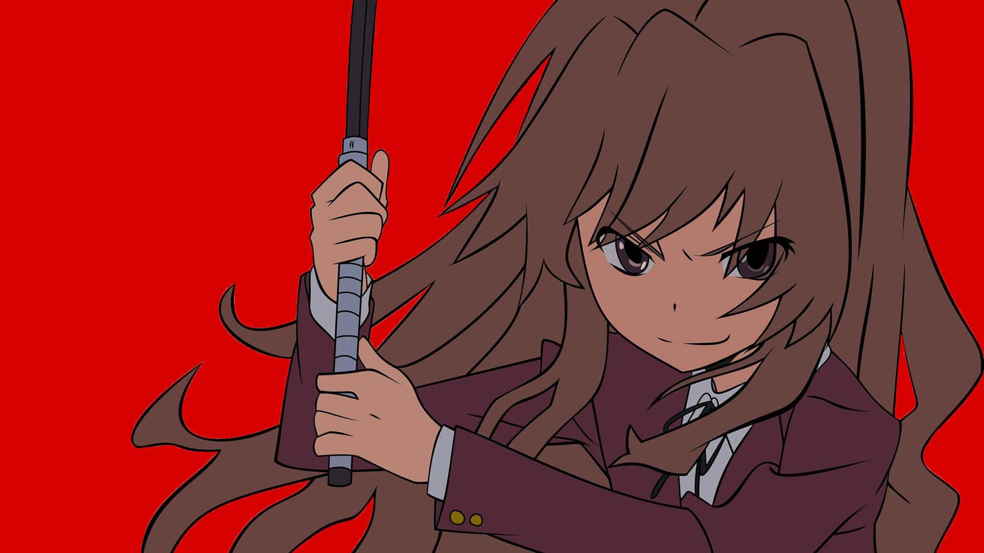 Taiga Aisaka, brown hair, sword, Full HD Desktop Wallpaper