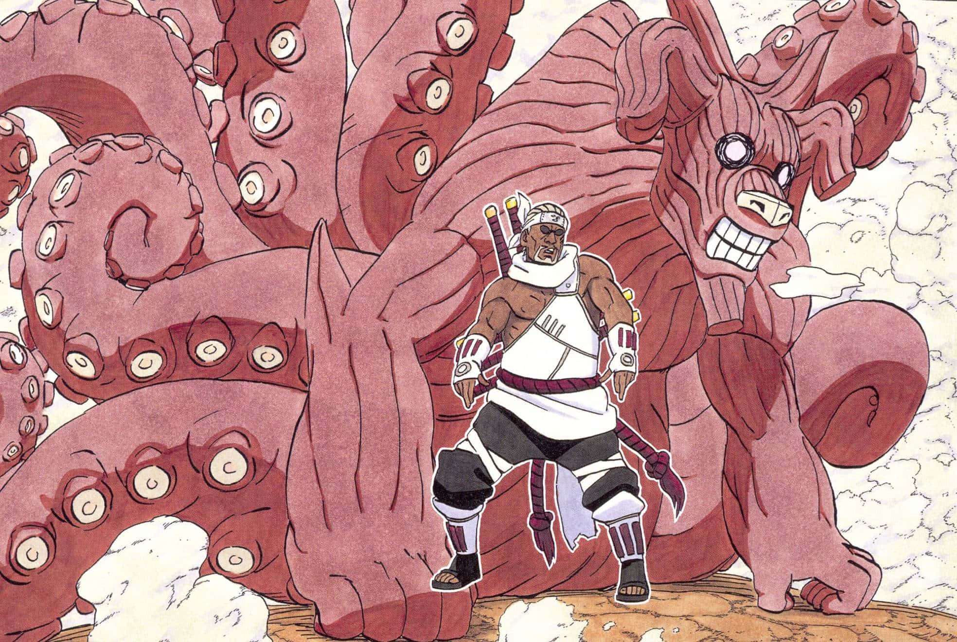 Tailed Beasts, Team 7, red multi-eyed octopus-like beast, Full HD Desktop Wallpaper