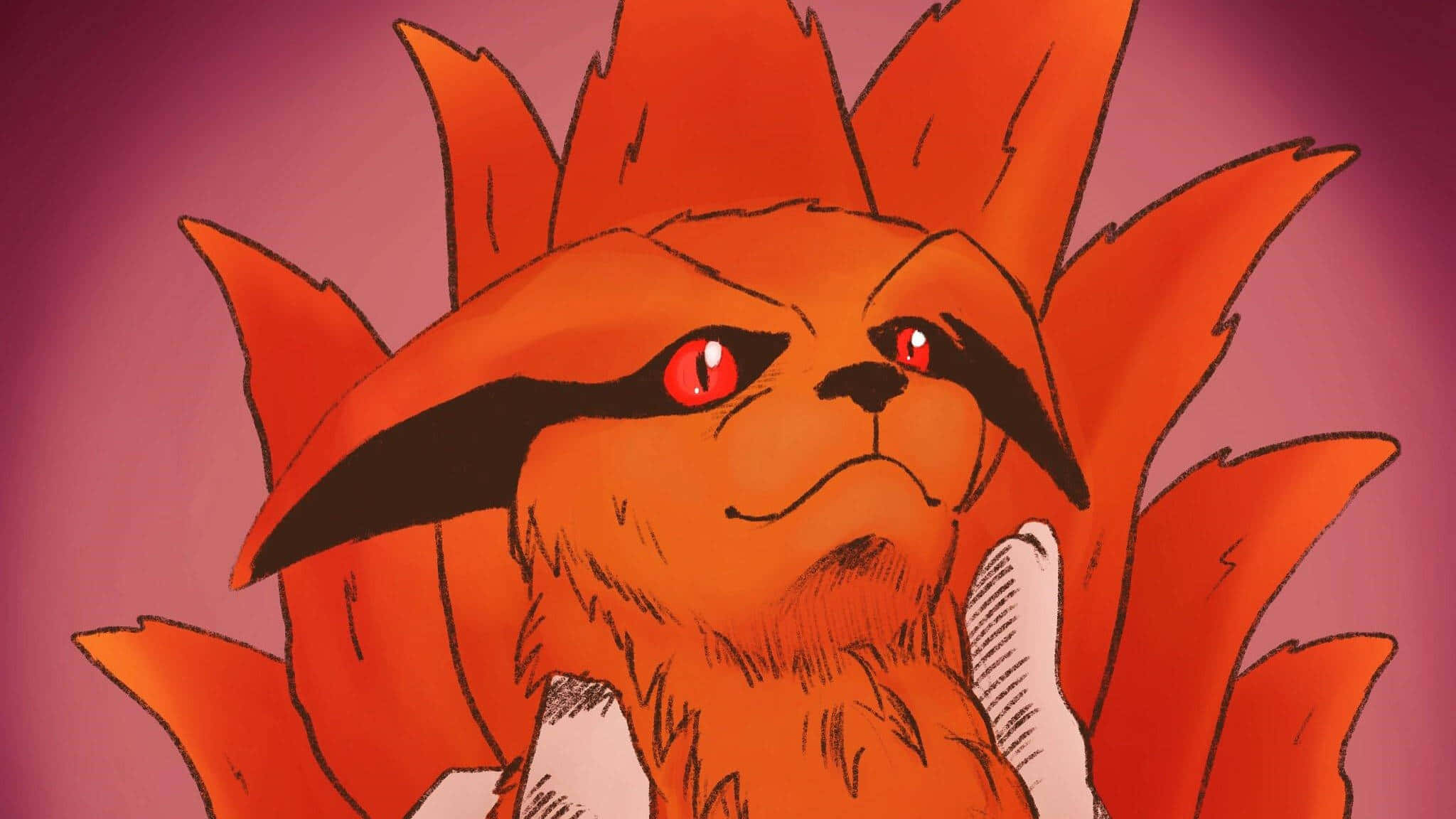 Tailed Beasts, nine tails, orange fox-like creature, Full HD Desktop Wallpaper