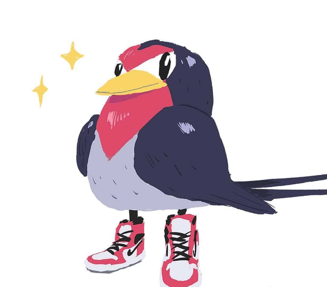 Taillow, pink shoes, red chest, SD Desktop Wallpaper