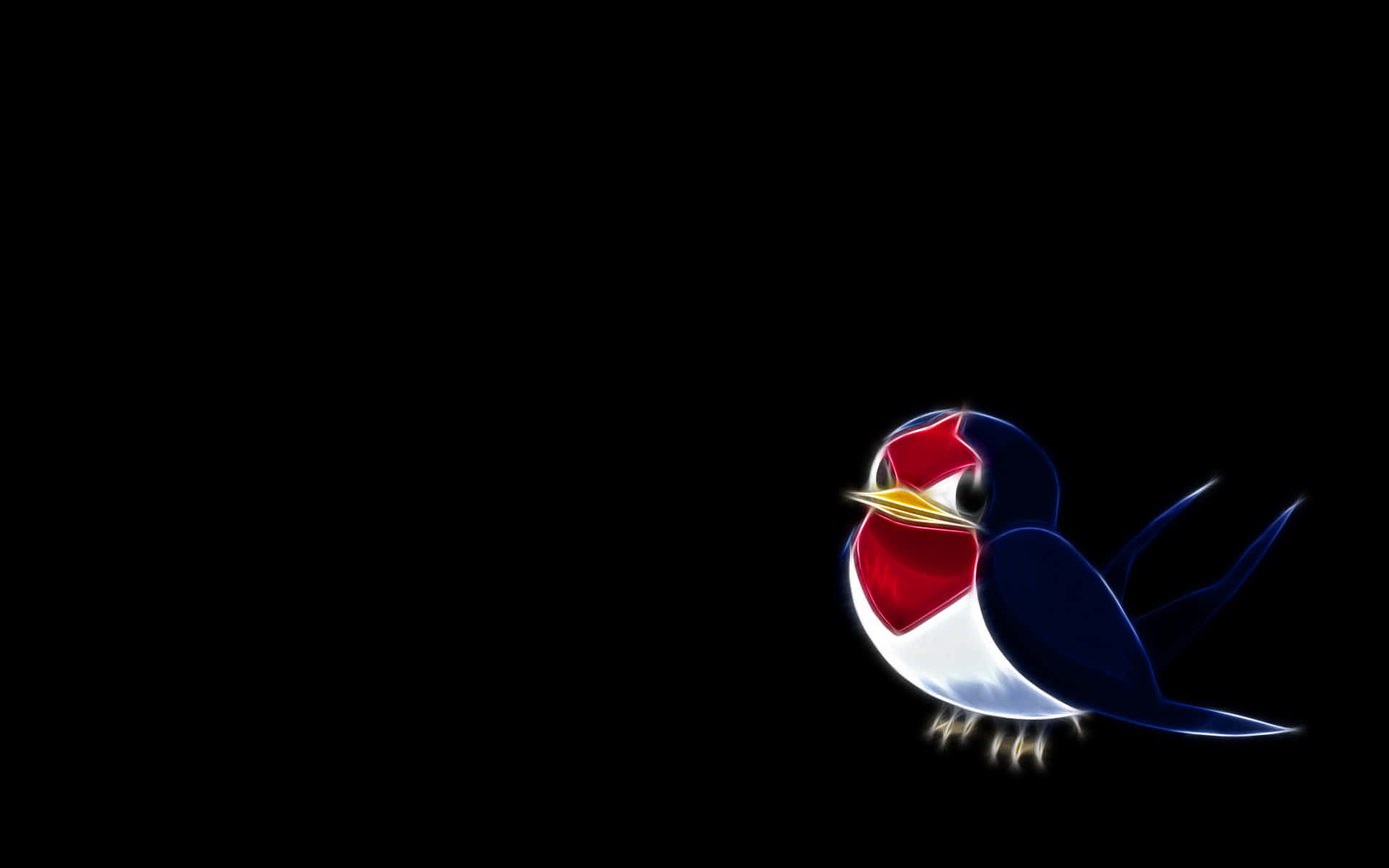 Glowing Taillow, black art, red white and blue plumage, Full HD Desktop Wallpaper
