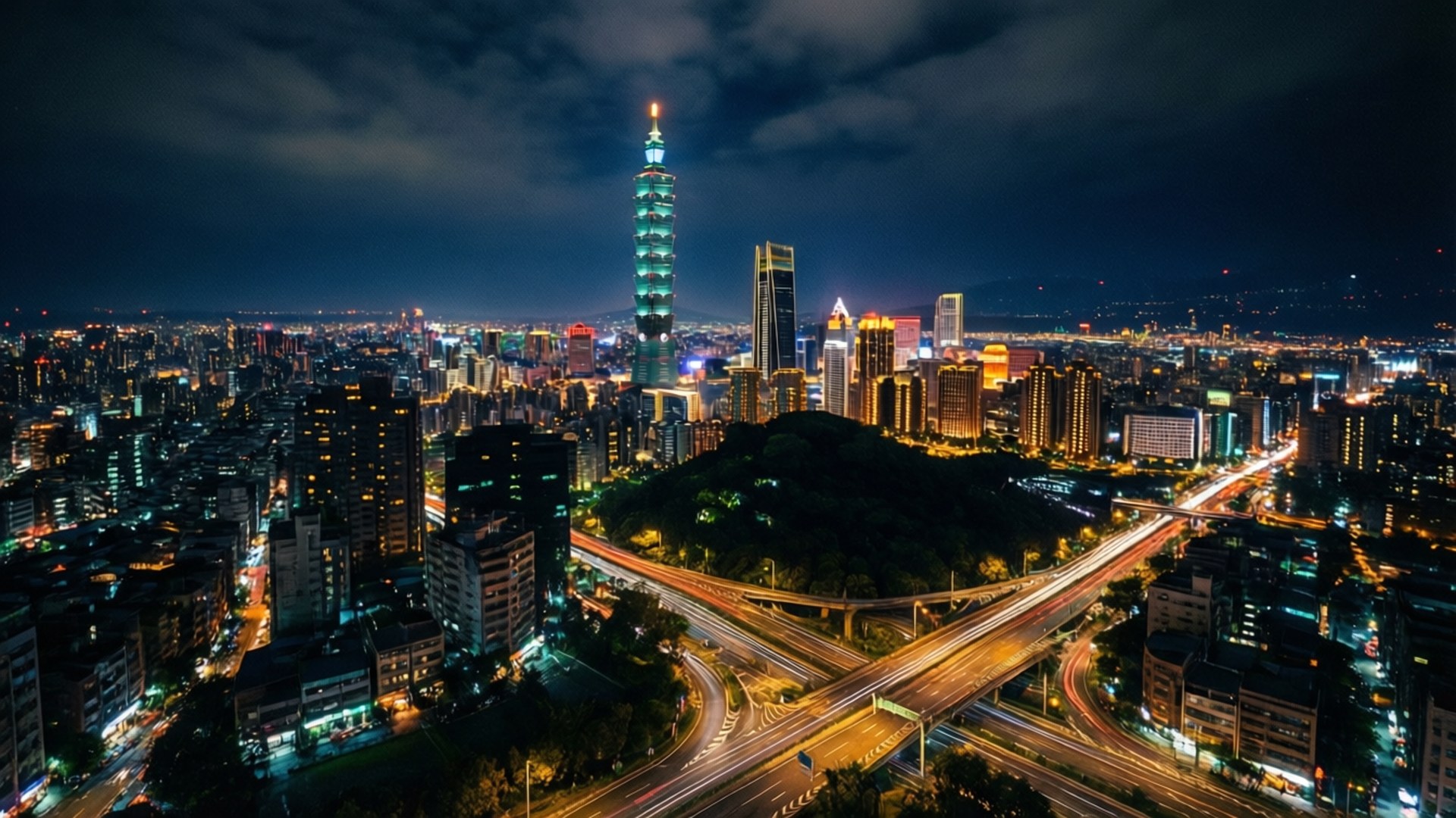 Taipei 101, Taipei, night, Full HD Desktop Wallpaper