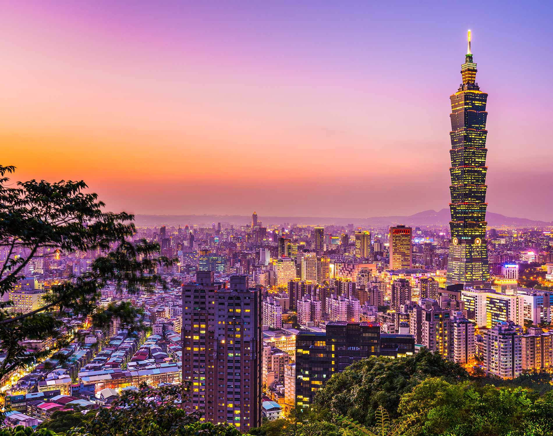 Taipei 101, Taipei, sunset, HD Desktop Wallpaper