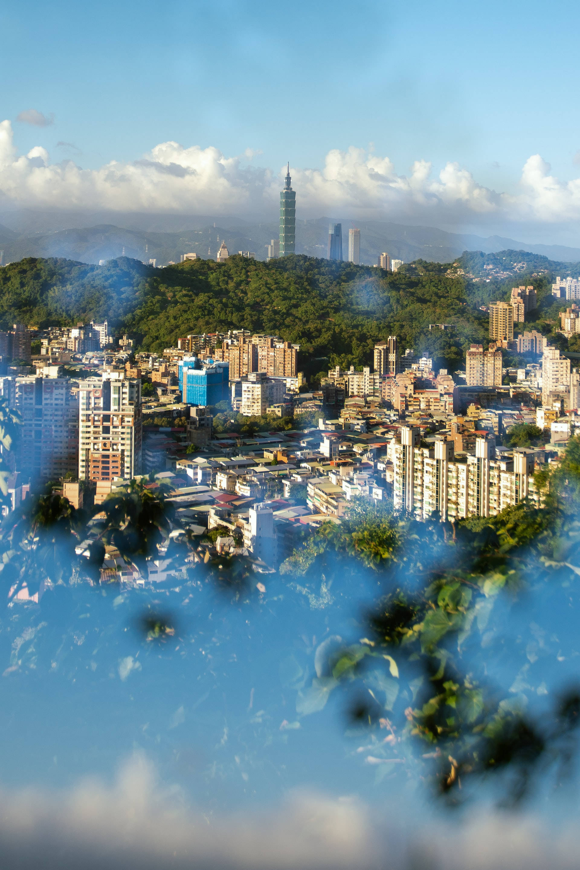 Taipei, Taipei 101, green hills, 2K Phone Wallpaper