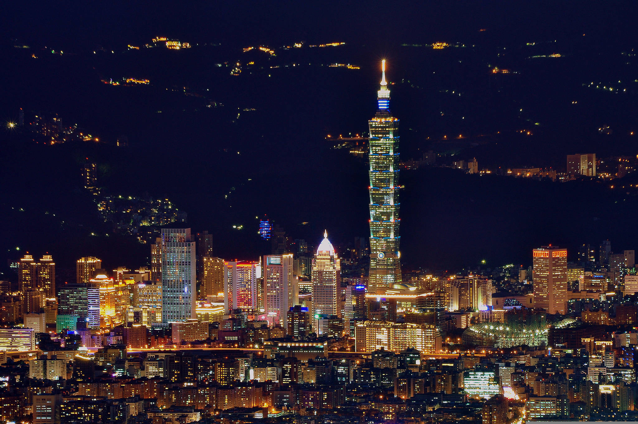 Taipei 101, Taipei, night view, Full HD Desktop Wallpaper