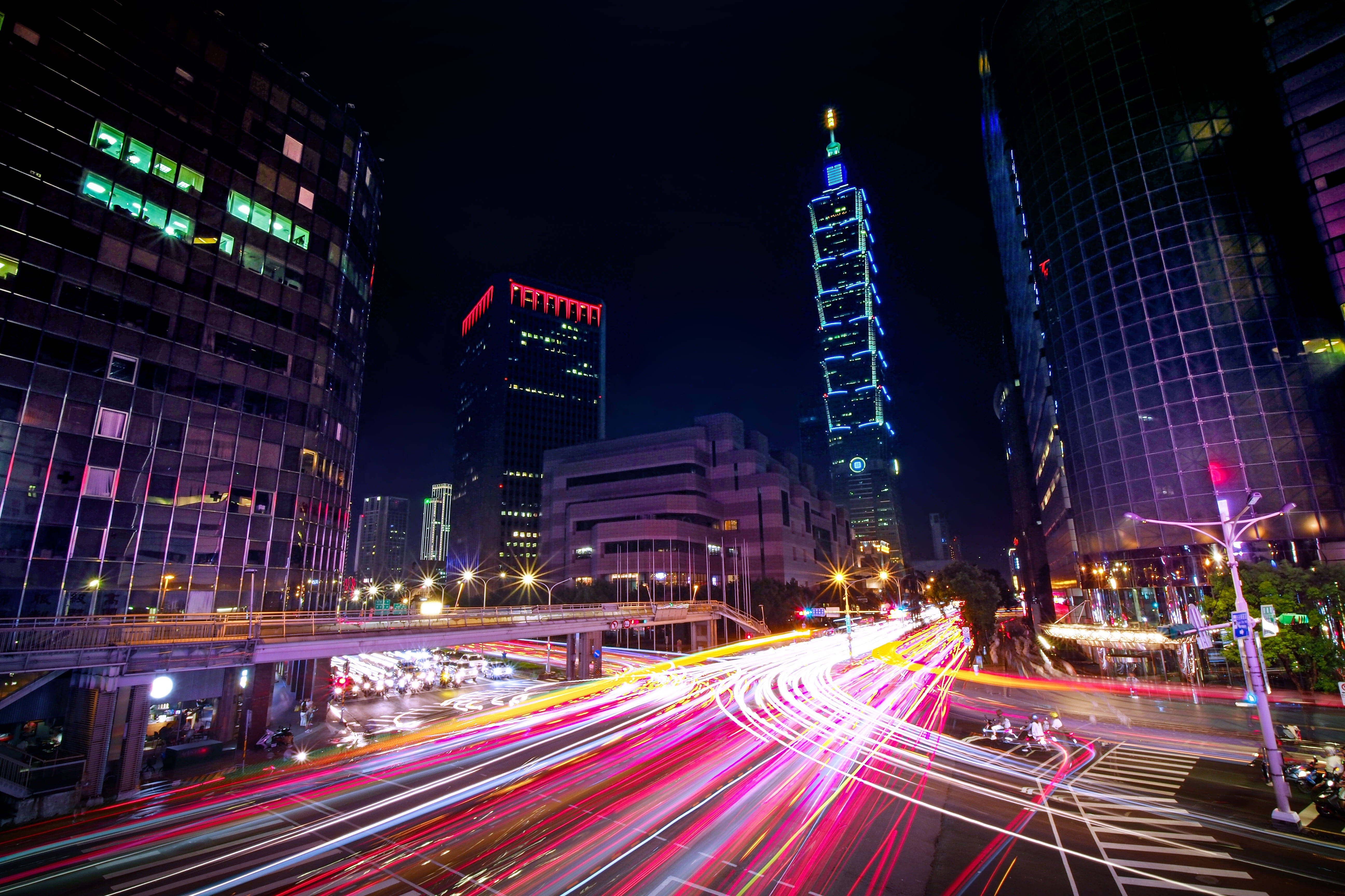 Taiwan, city, night, 5K Desktop Wallpaper