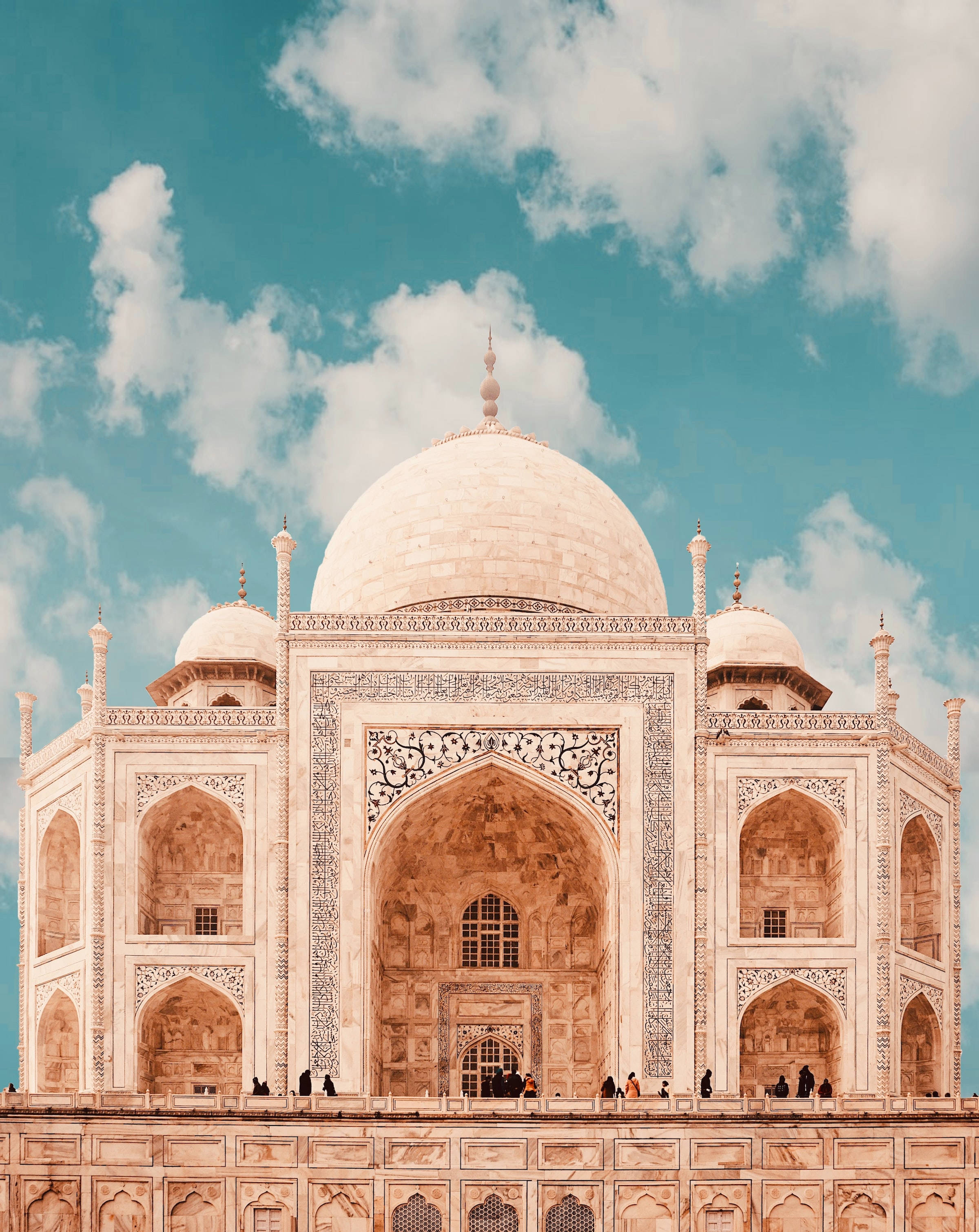Taj Mahal, dome, kiosks, 2K Phone Wallpaper