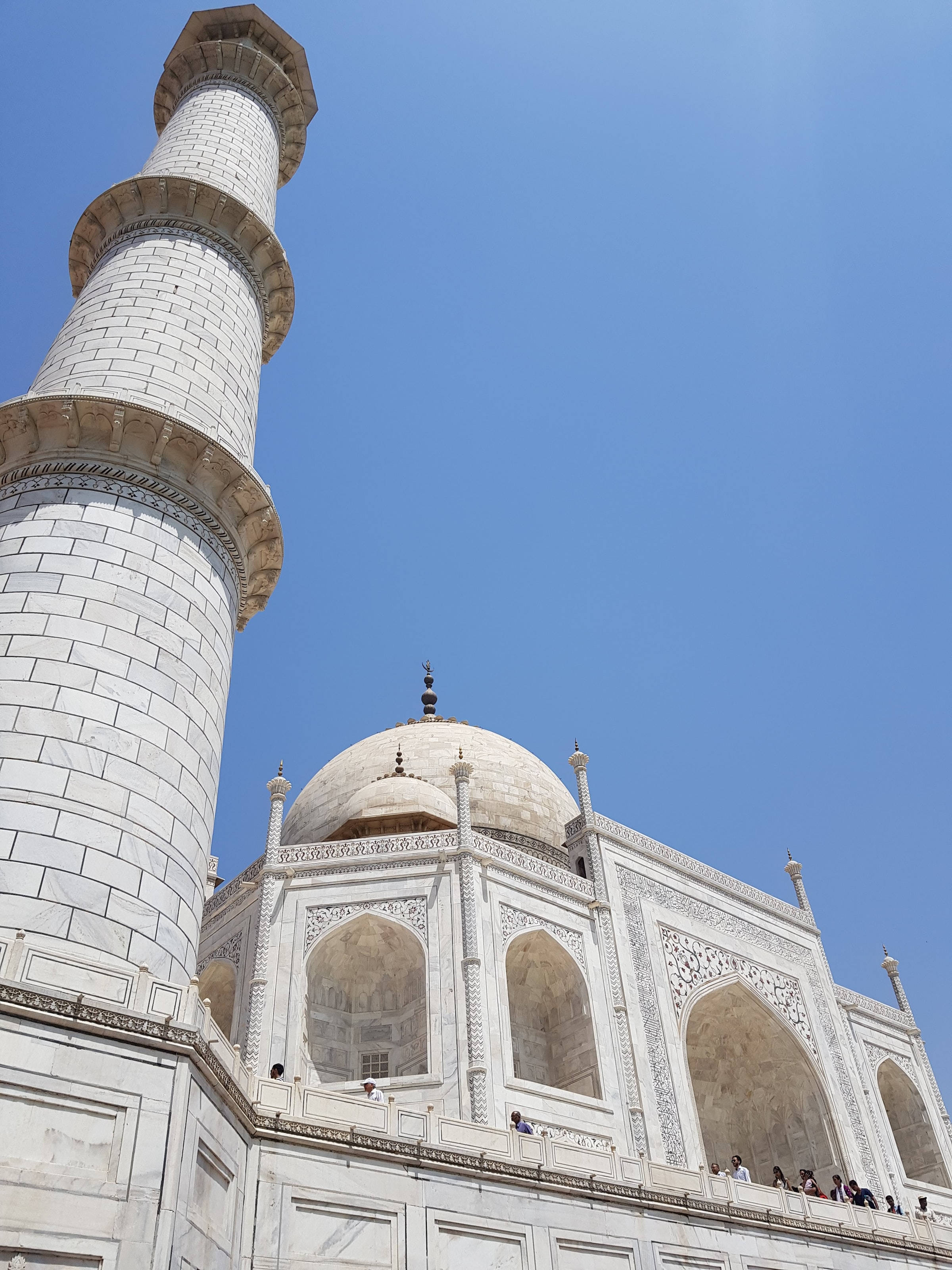 Taj Mahal, tall minaret, white marble, 2K Phone Wallpaper