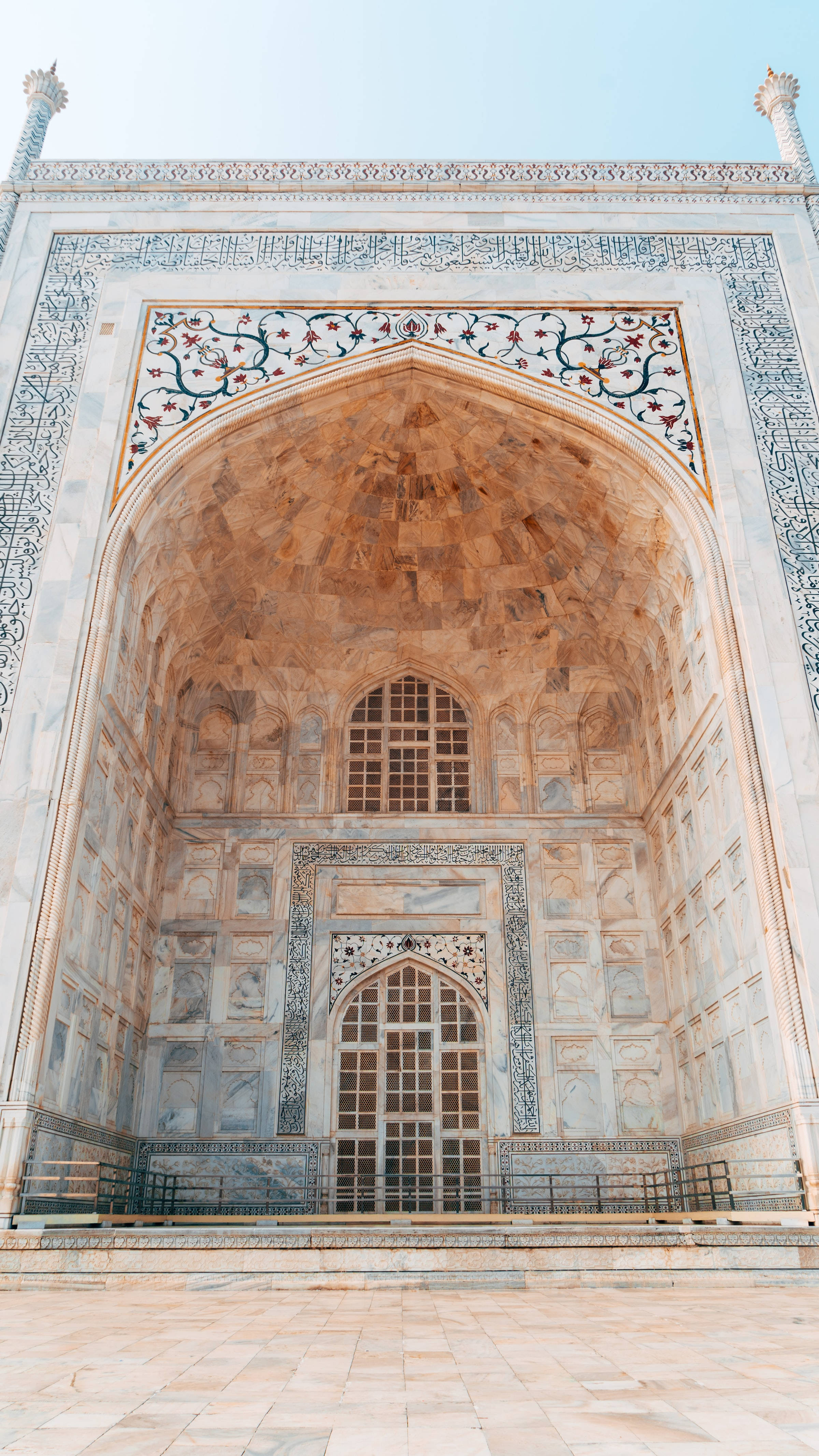 Taj Mahal, foyer, marble carvings, 4K Phone Wallpaper