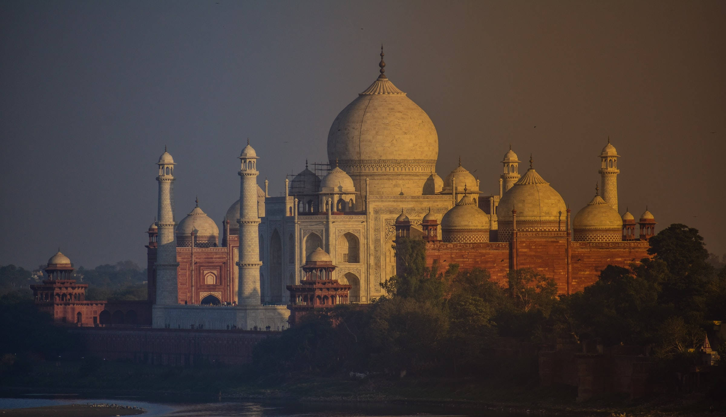Taj Mahal, sunrise, golden sunrise light, Full HD Desktop Wallpaper
