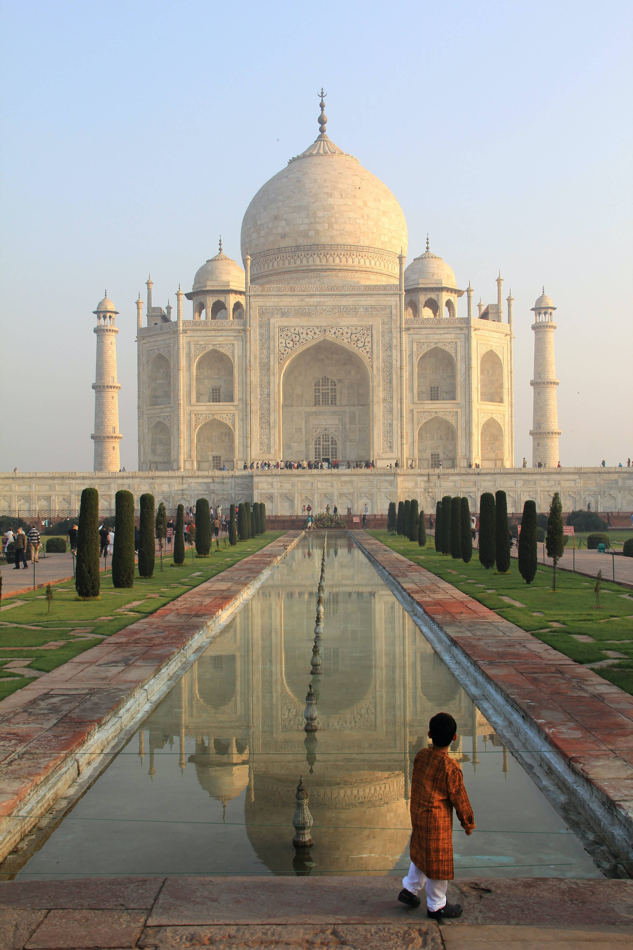 Taj Mahal, reflecting pool, sunrise, 2K Phone Wallpaper