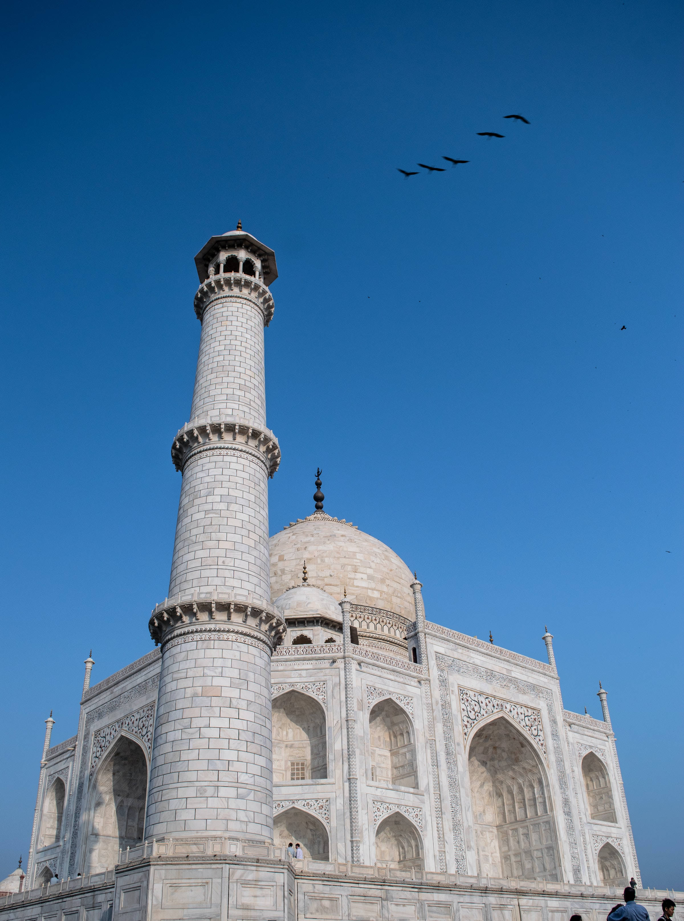 Taj Mahal, white marble, minarets, 2K Phone Wallpaper
