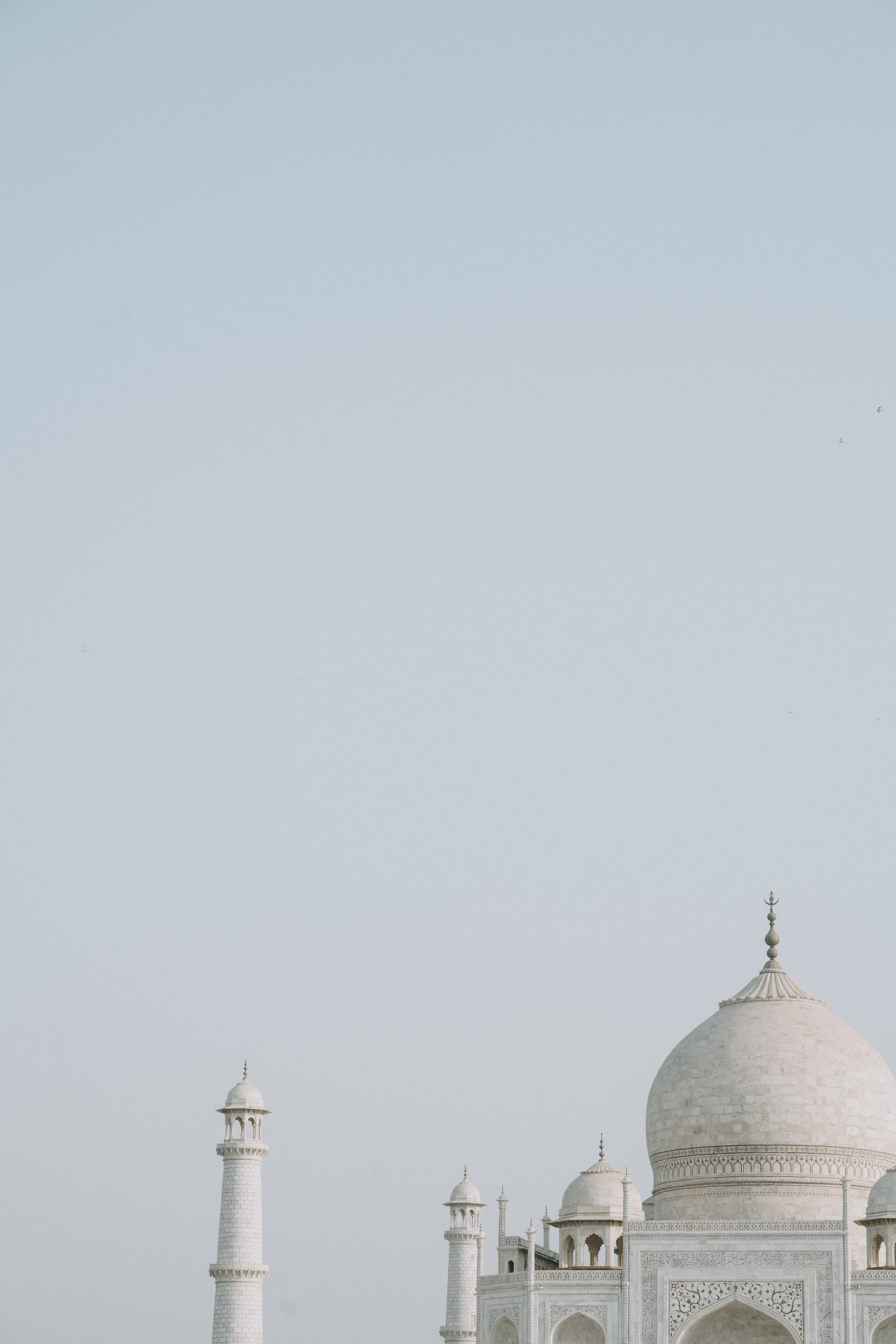Taj Mahal, outer dome, white marble dome, 2K Phone Wallpaper