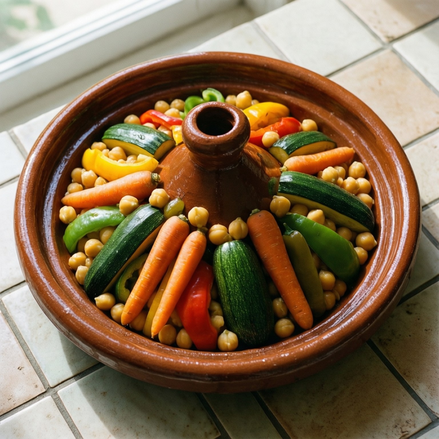 terracotta tagine bowl, colorful vegetables, chickpeas, HD Desktop Wallpaper