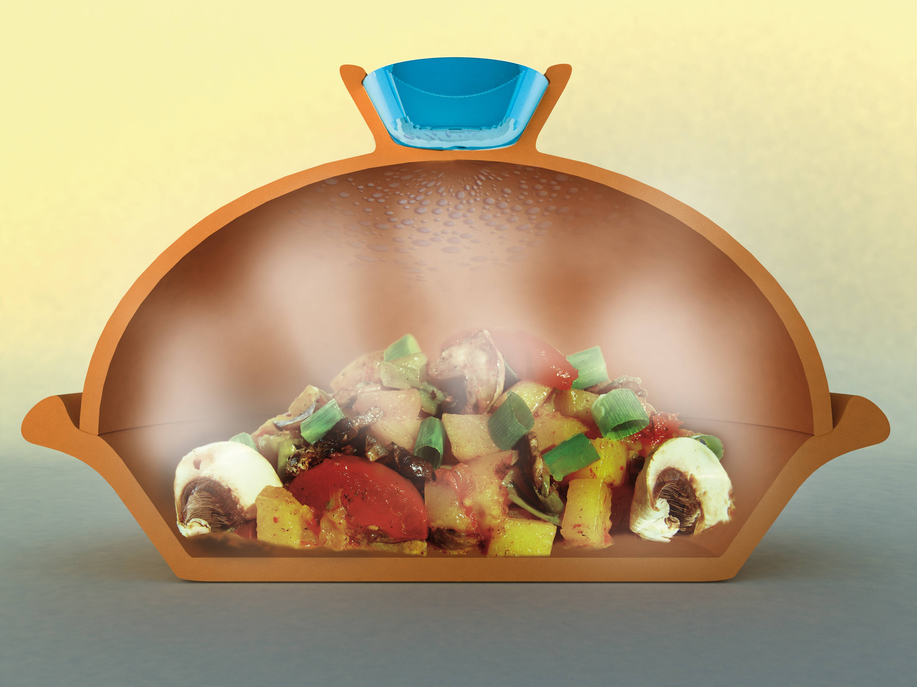 Tajine dish, ceramic casserole dish, steaming stew, 2K Desktop Wallpaper