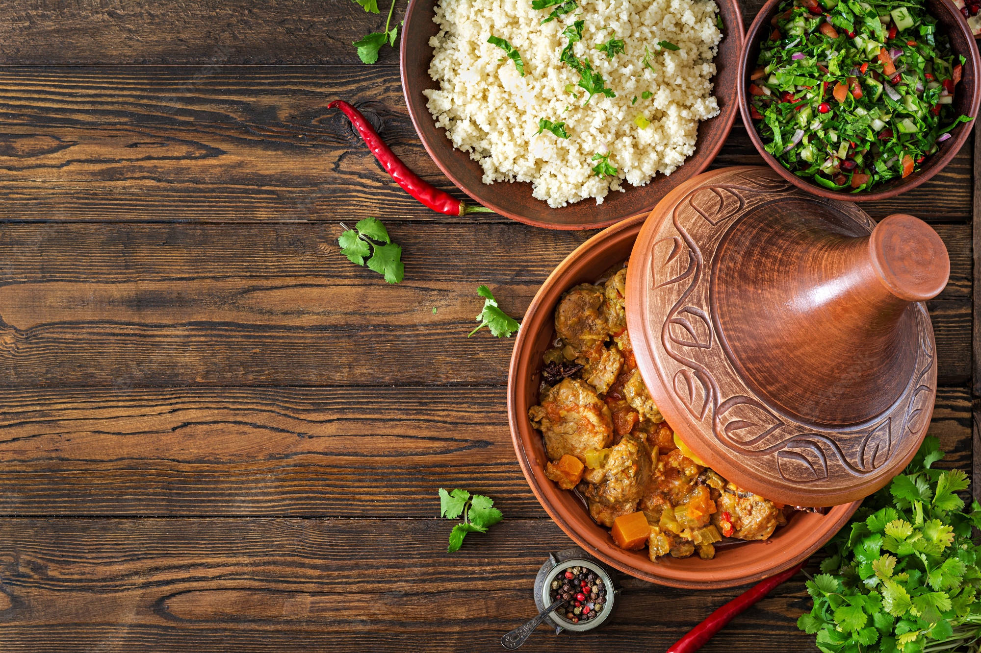 tajine, rice, herbs, Full HD Desktop Wallpaper