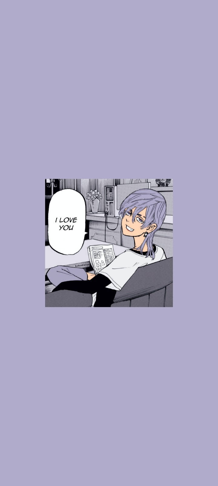 Takashi Mitsuya, purple hair, smiling anime character, HD Phone Wallpaper