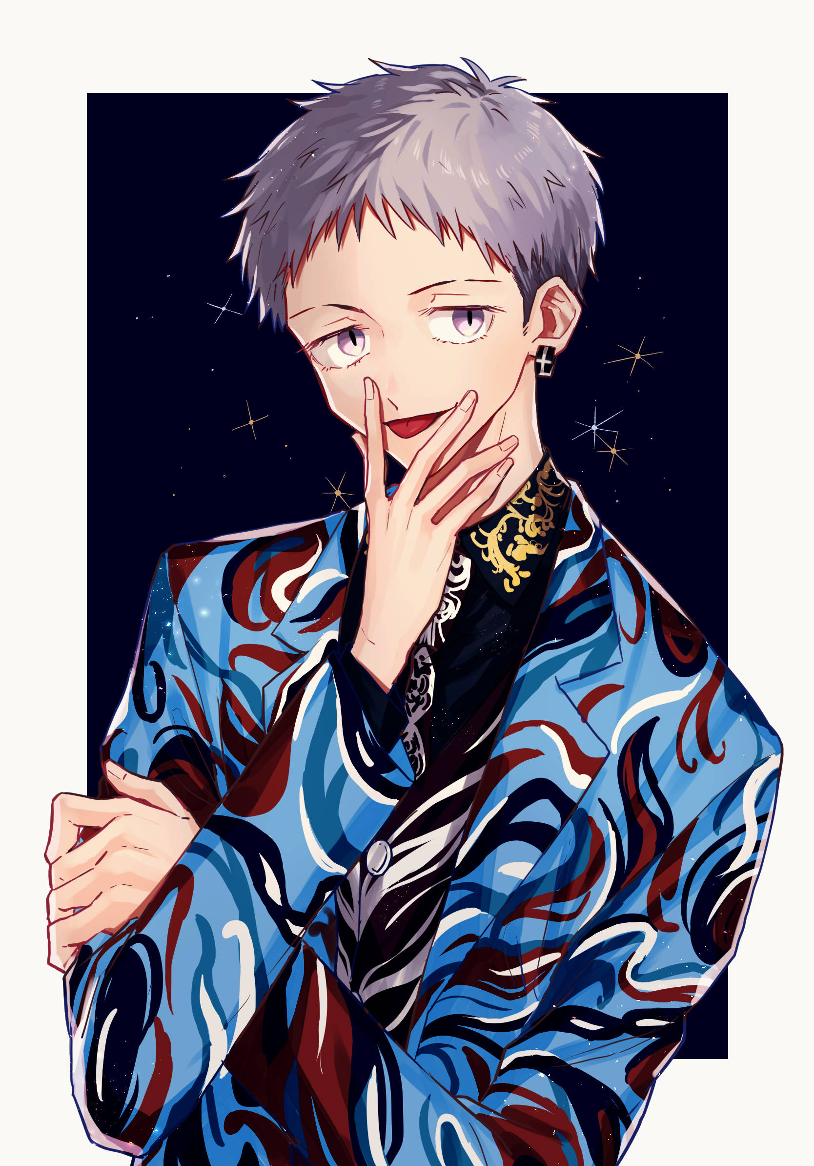 Takashi Mitsuya, fancy suit, blue patterned jacket, Full HD Phone Wallpaper