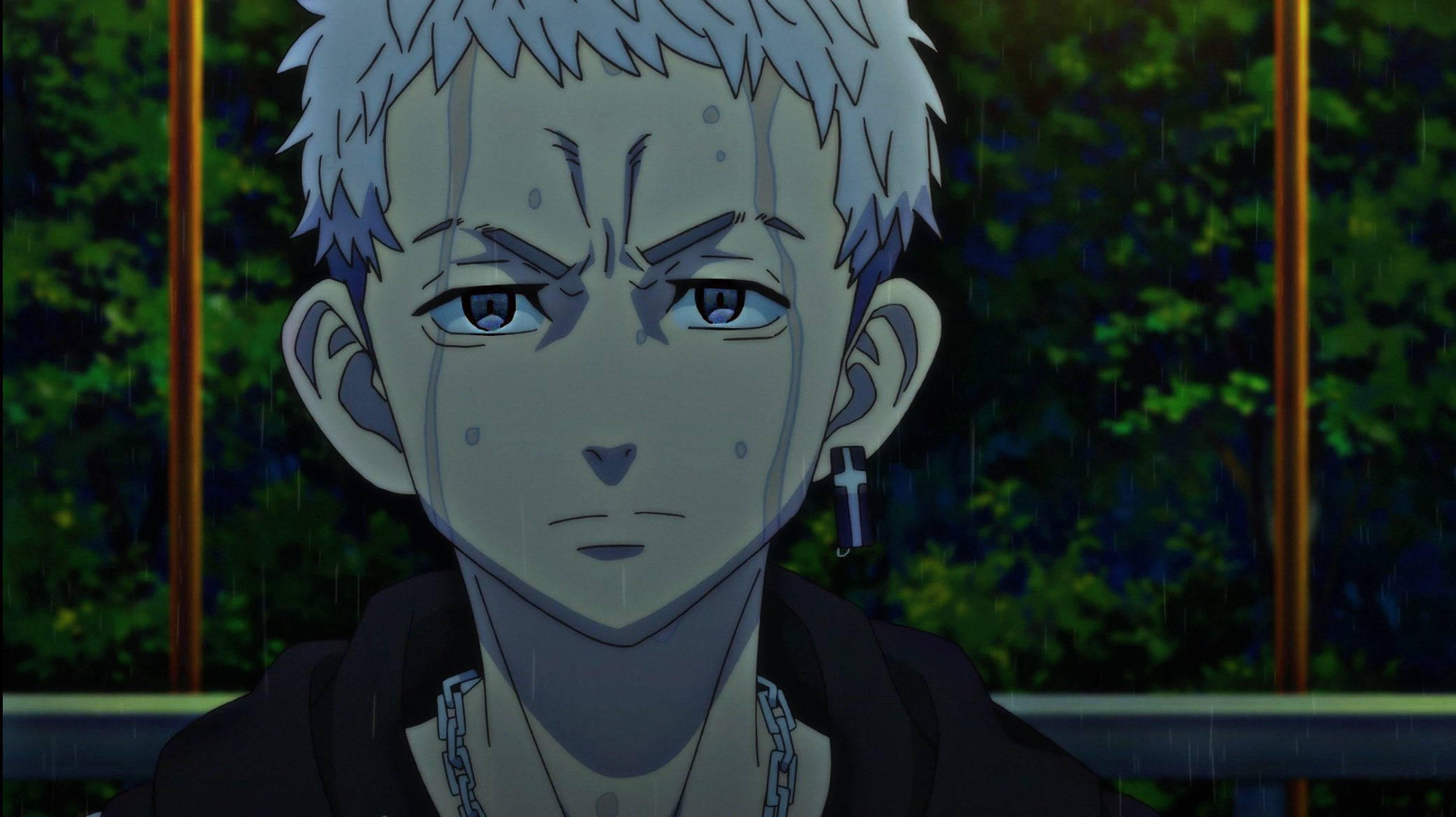 Takashi Mitsuya, cross earring, silver hair, Full HD Desktop Wallpaper